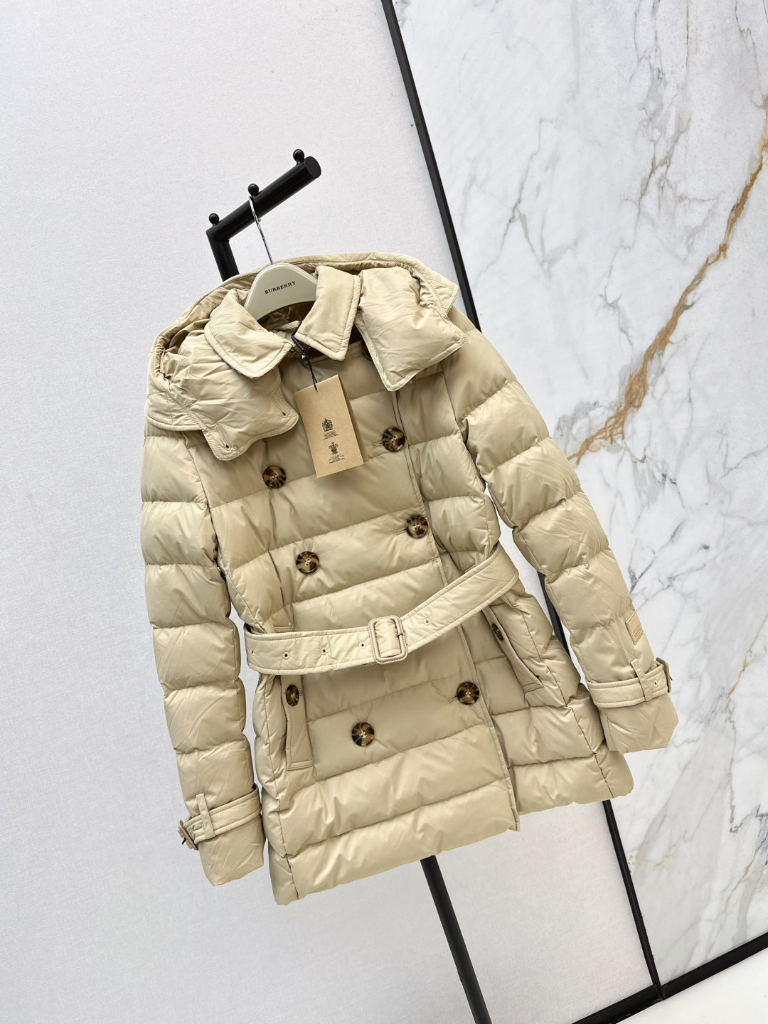 Bur New Short double-breasted hooded down jacket