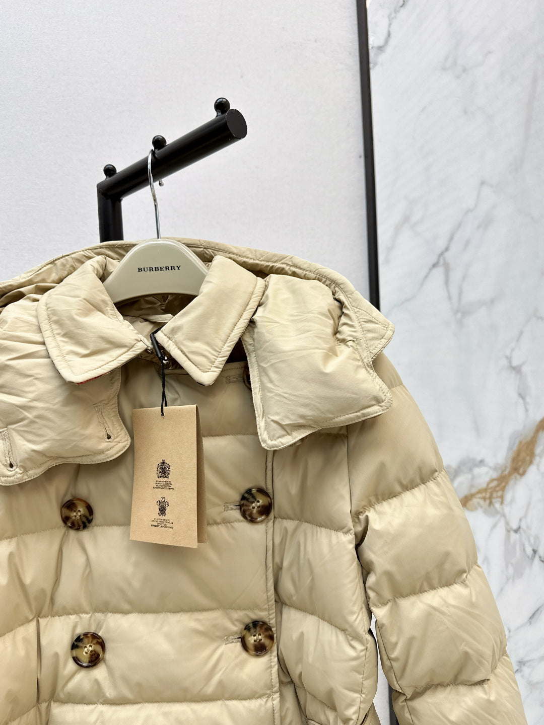 Bur New Short double-breasted hooded down jacket