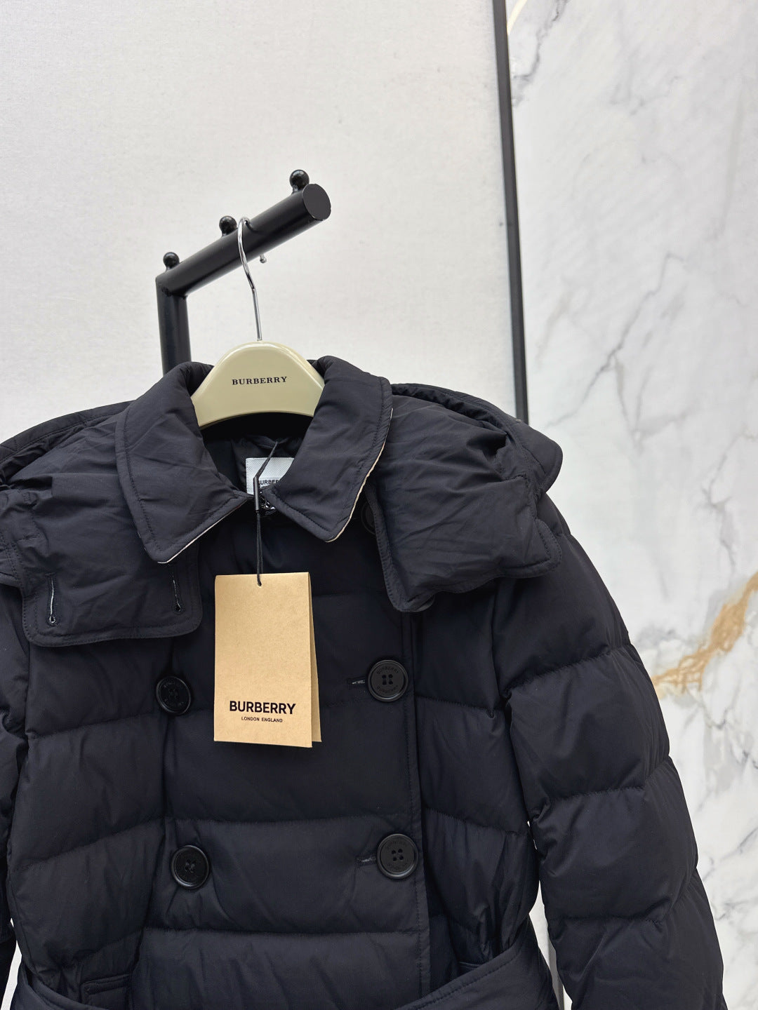 Bur New Short double-breasted hooded down jacket