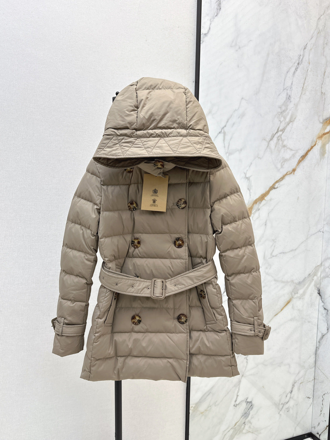 Bur New Short double-breasted hooded down jacket