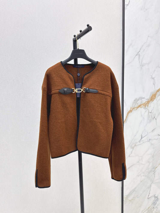 Louis  New Leather buttoned cape coat