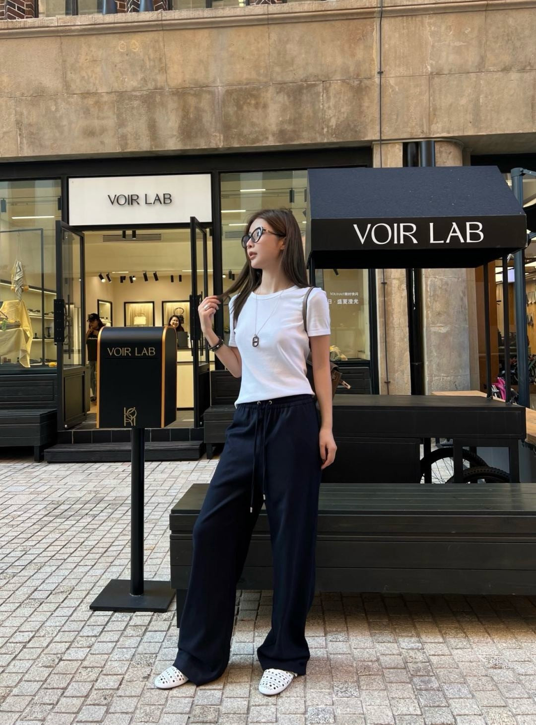 Miu New elastic waist trousers