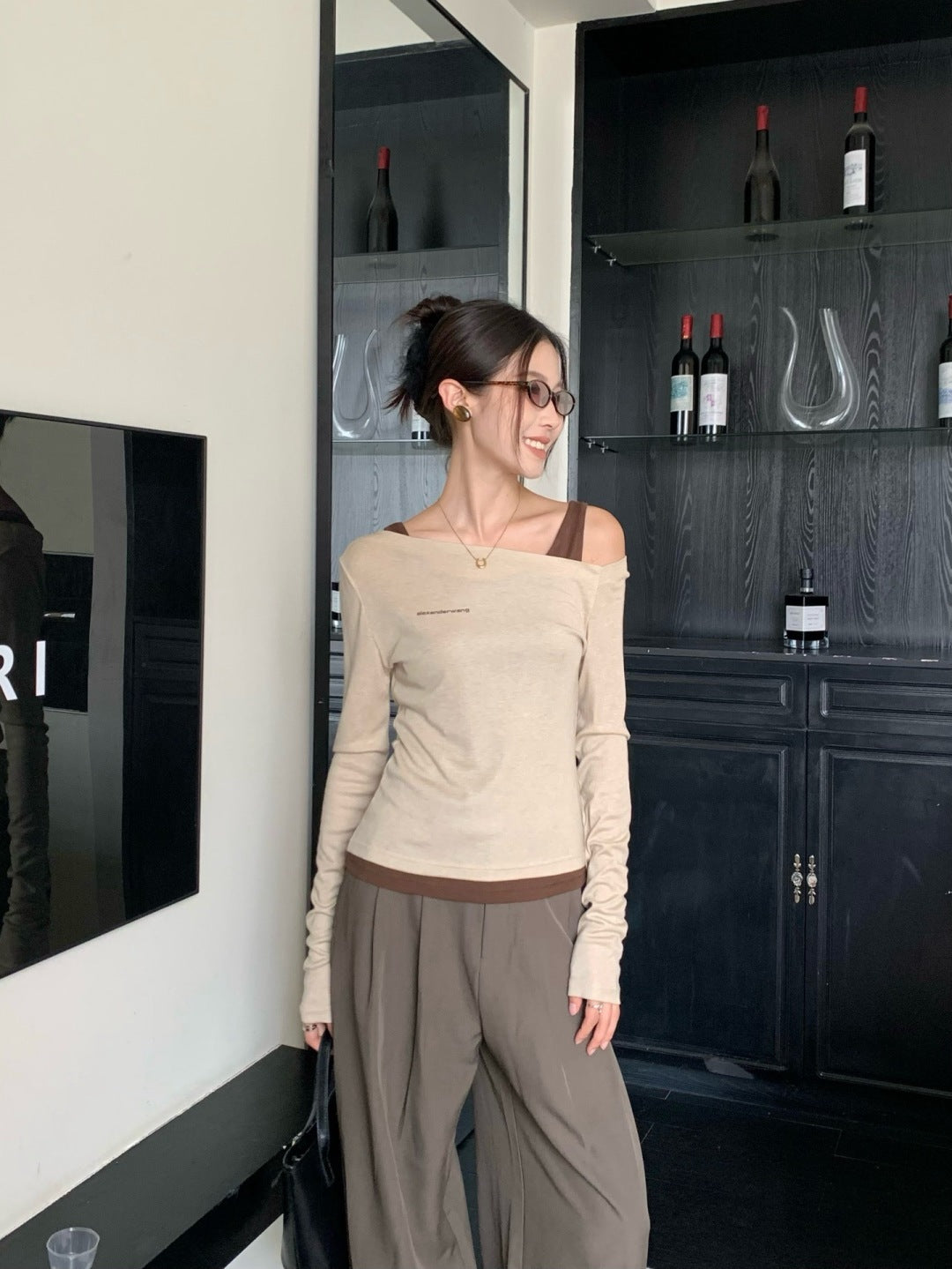 Miu New Fake two-piece design bottoming shirt