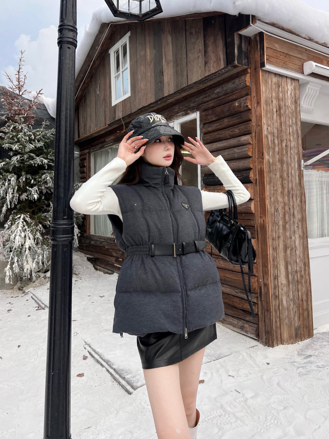 Pra New belt waist vest down jacket