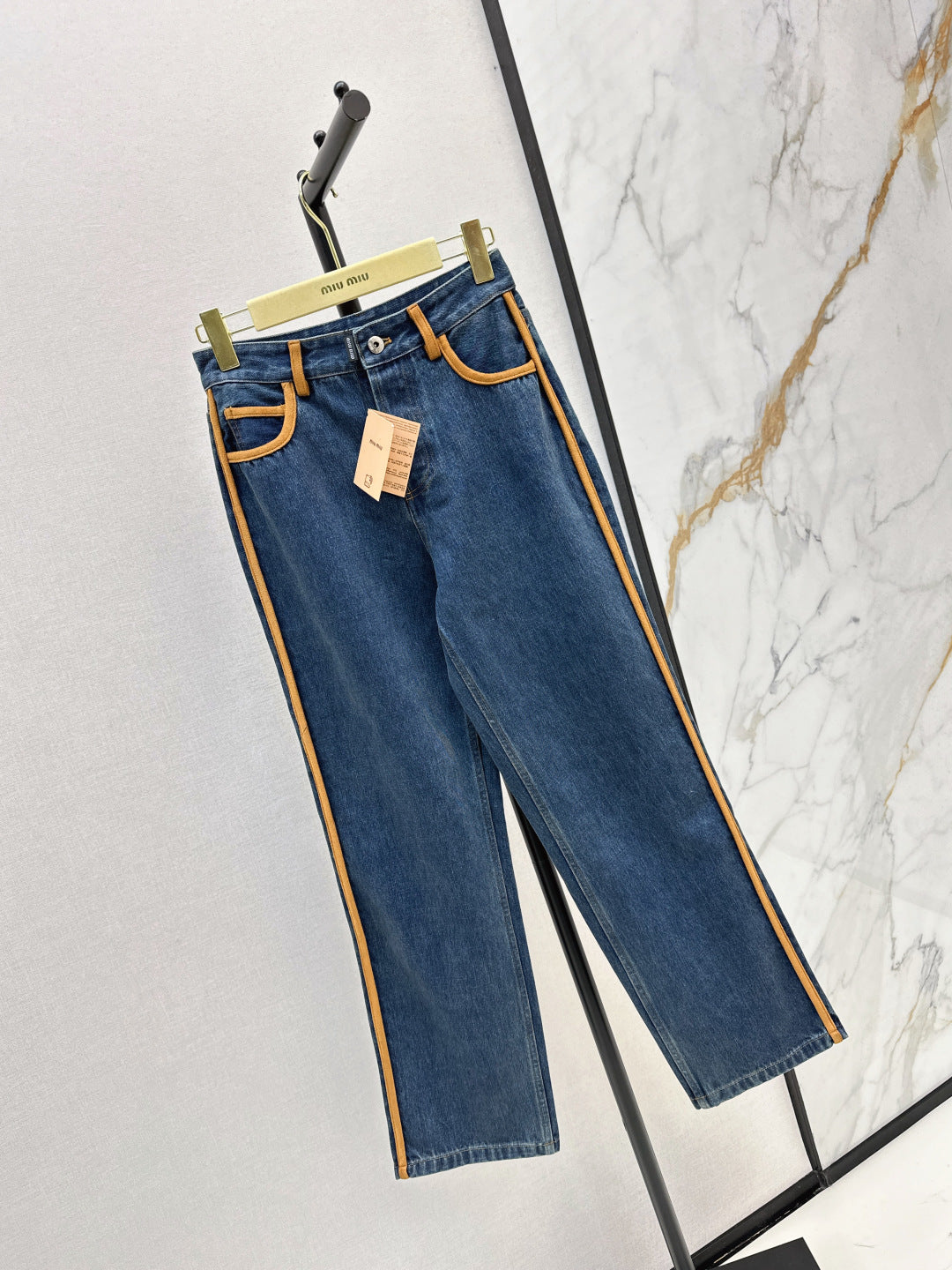 Miu New patchwork leather jeans
