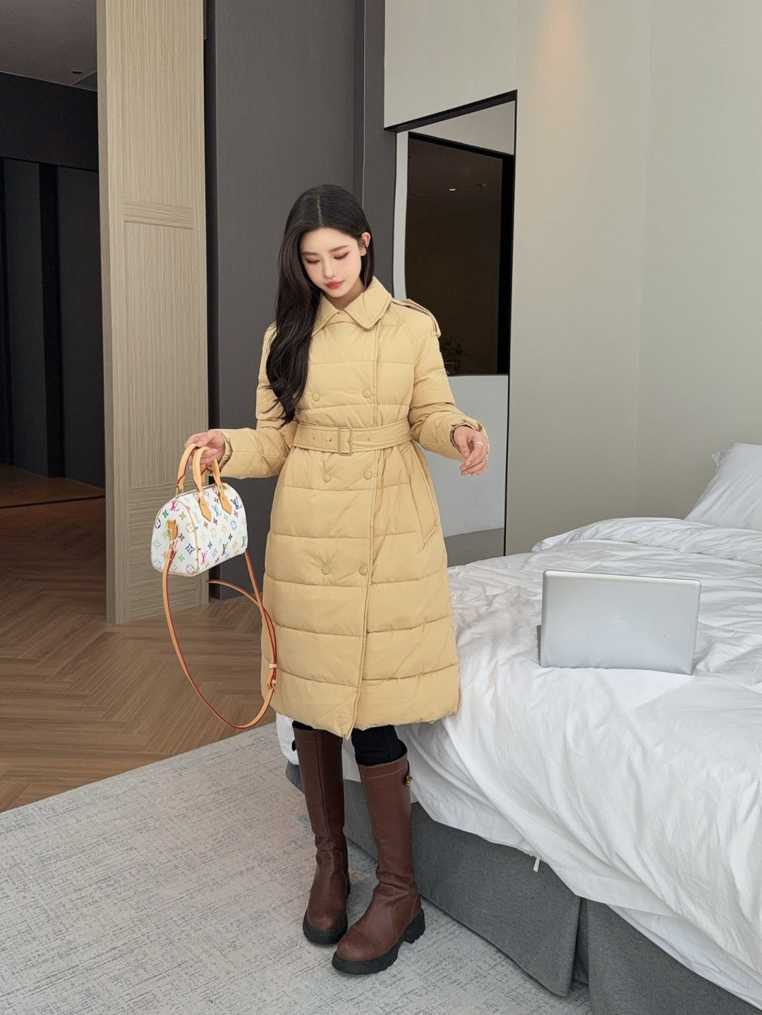 Bur New Double-breasted long down jacket