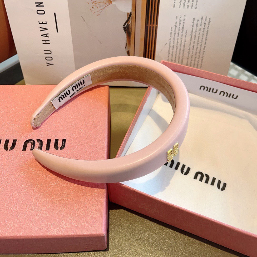 Miu New style sheepskin custom headband with metal letters