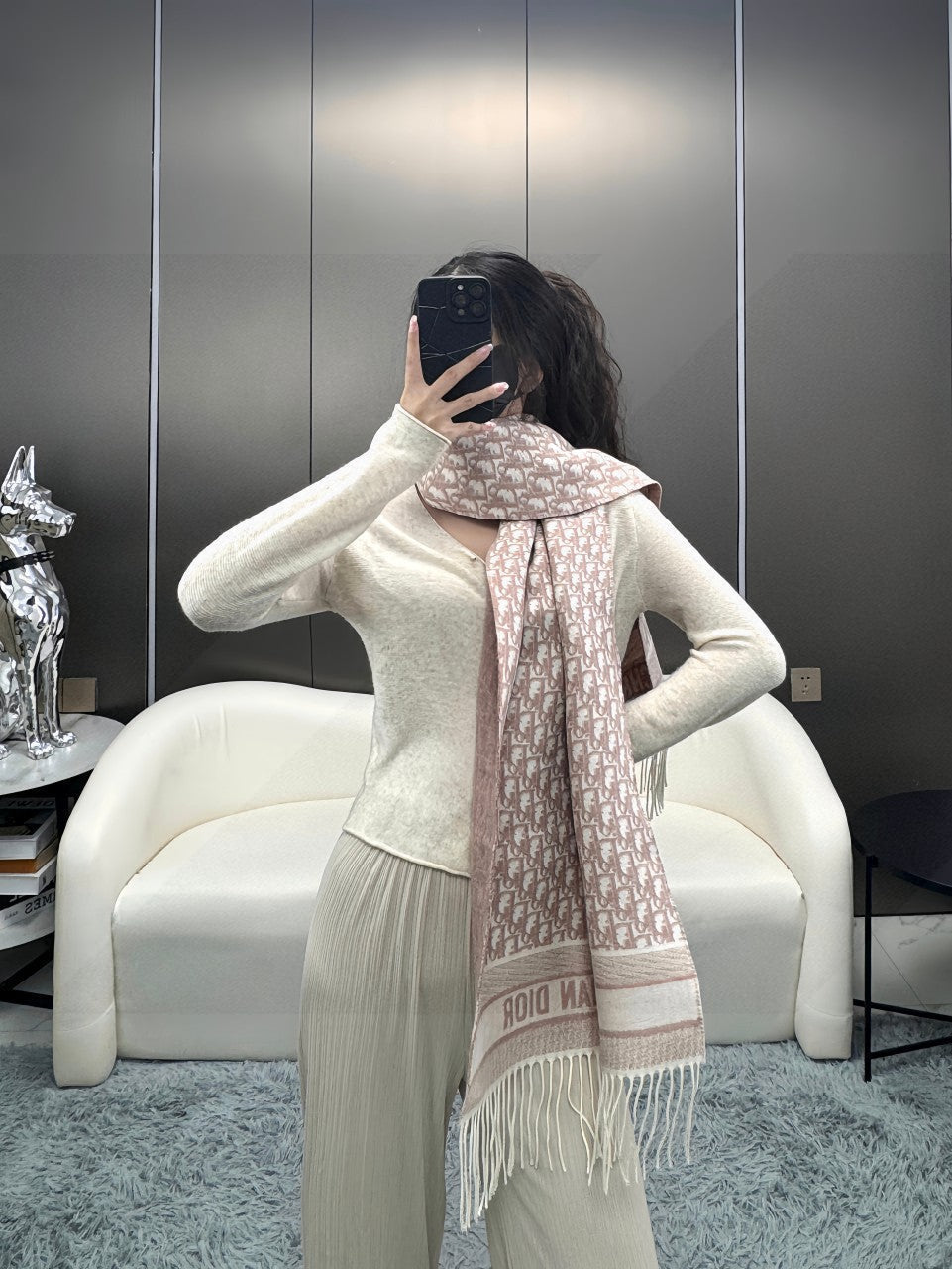 CD Classic printed double-sided cashmere scarf
