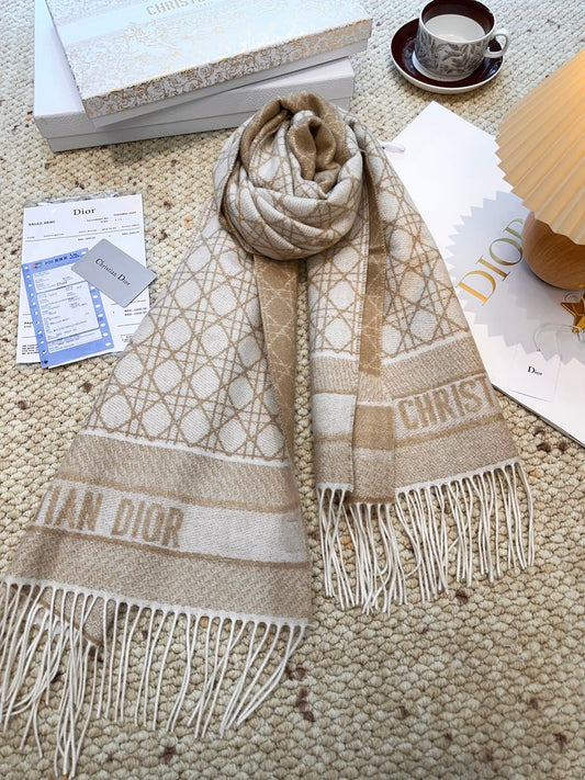 CD New style 100% cashmere scarf with cannage pattern