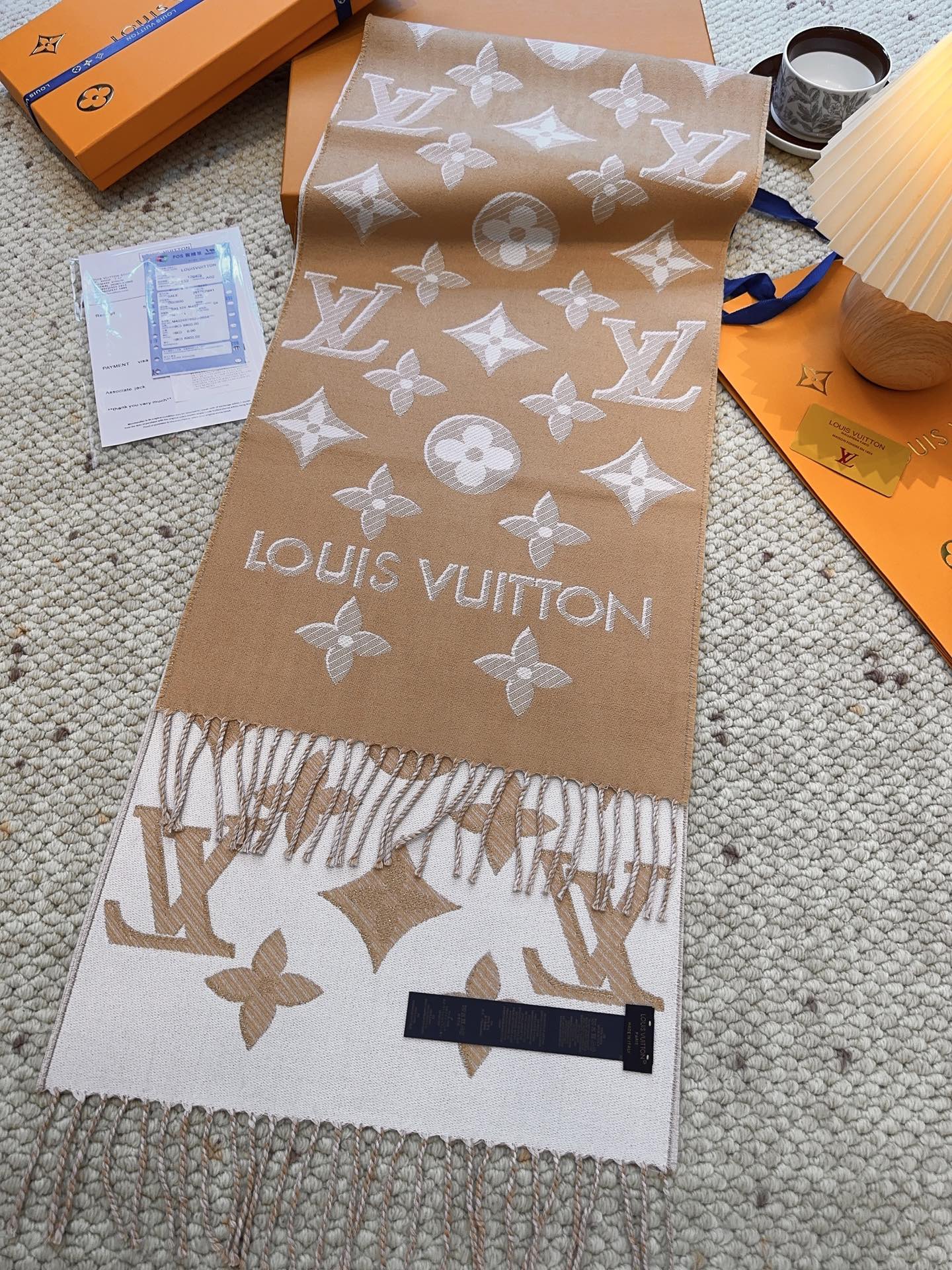 Louis gold classic pattern fringed scarf