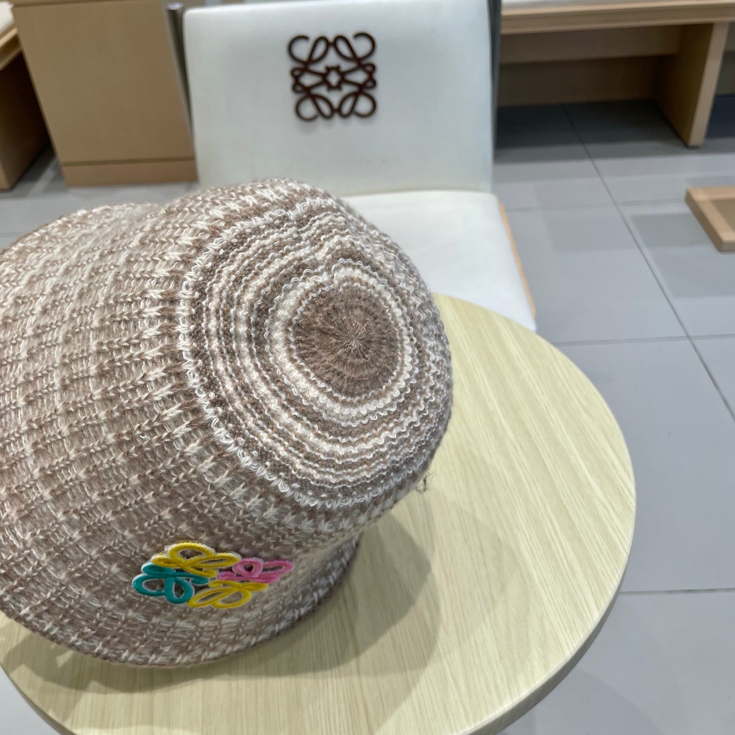 Loe autumn and winter striped knitted bucket hat