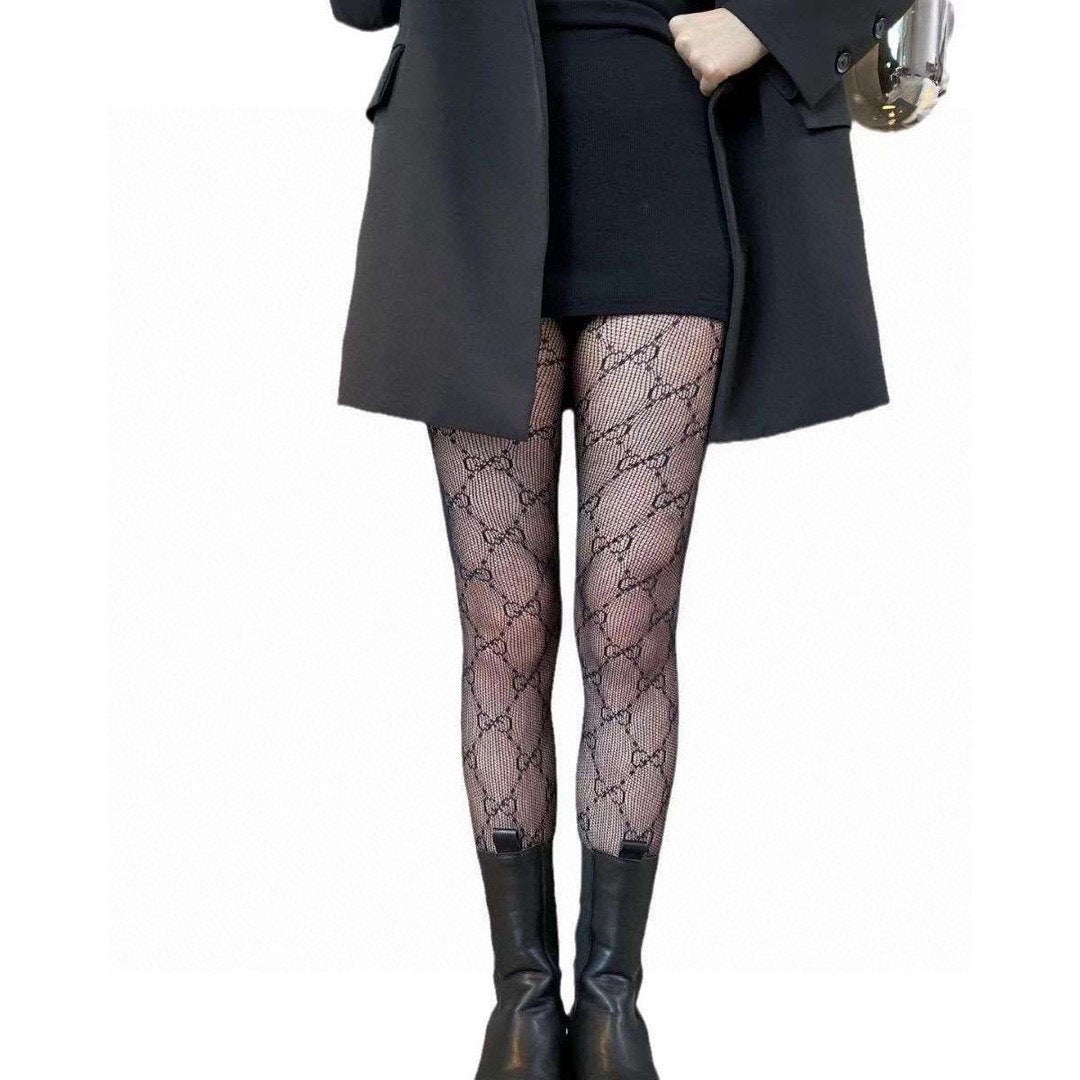 Small double G letter fishnet stockings