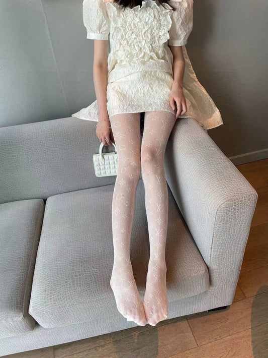 Louis Letter fishnet stockings