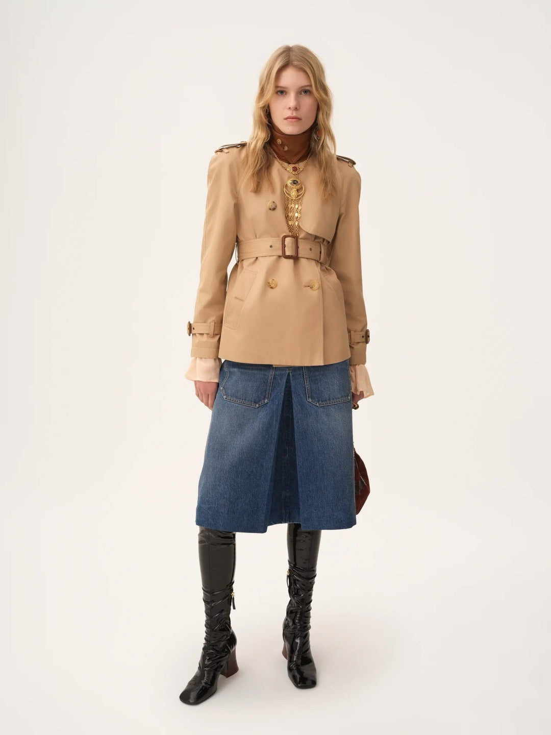 Chl New color-block trench coat