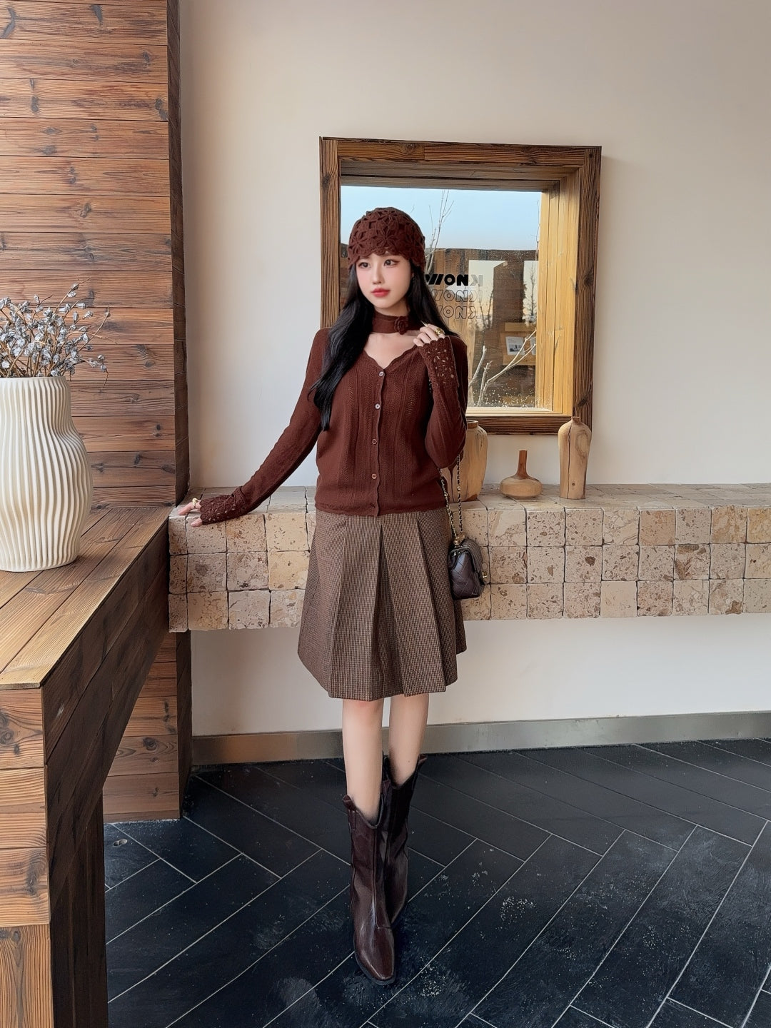 Chan NEW Cardigan + knitted hat