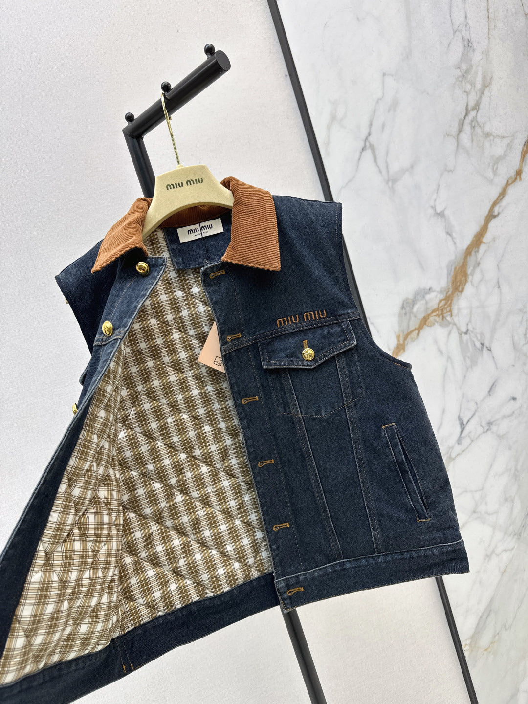 Miu NEW Denim cotton vest jacket