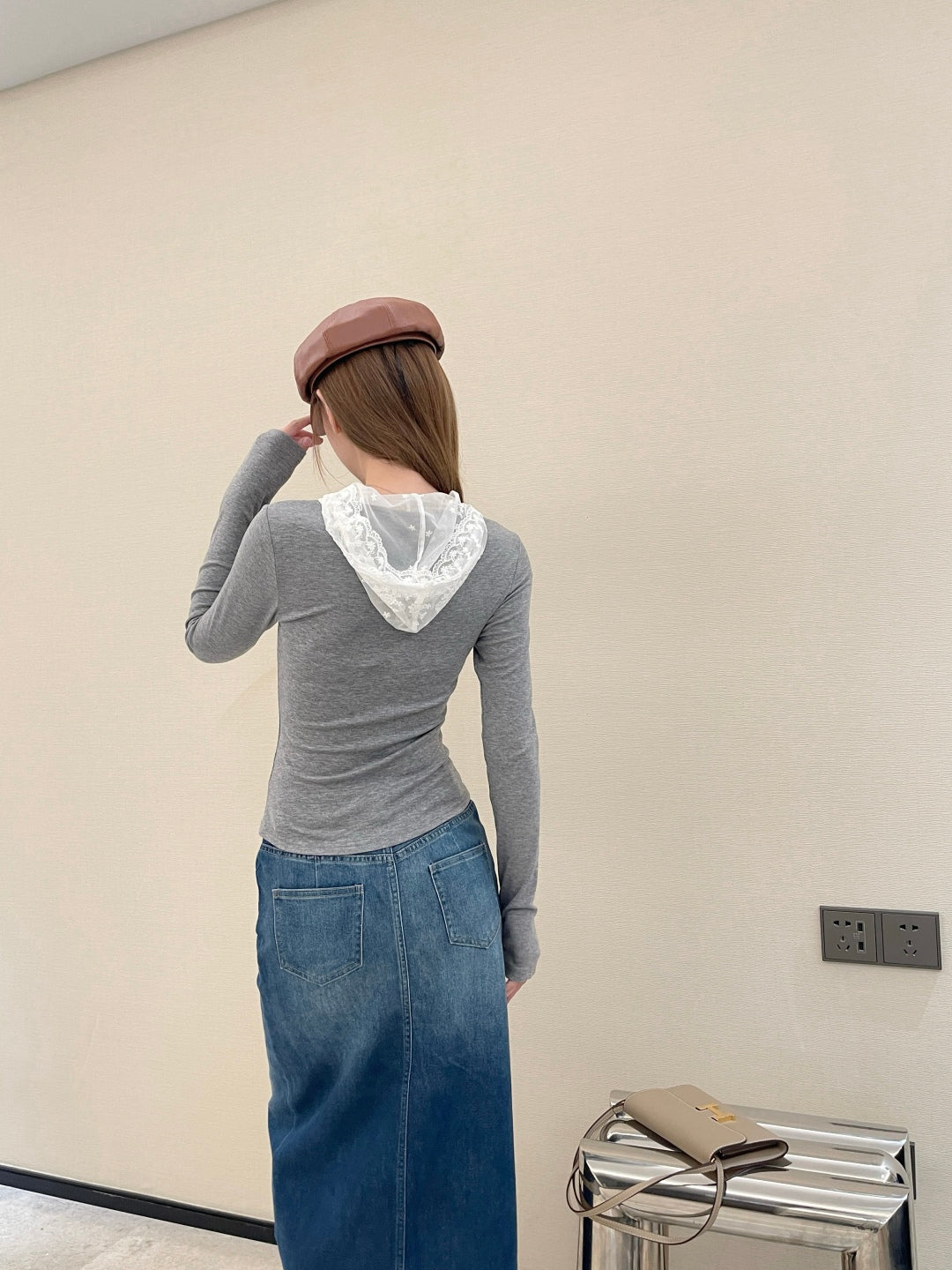 Miu NEW Hooded bottoming shirt