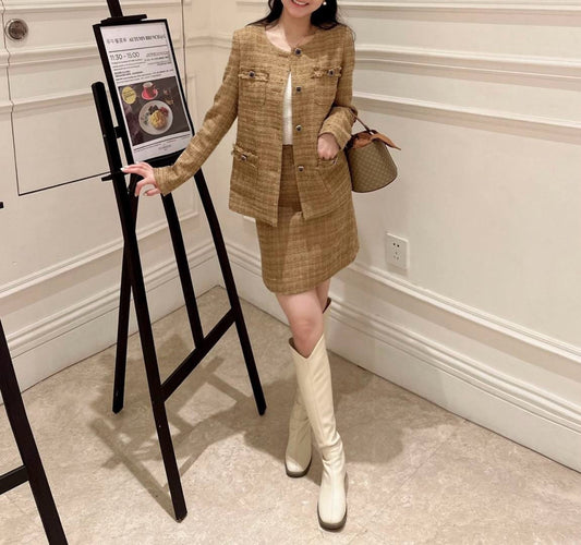 Chan NEW Woven jacket and skirt set