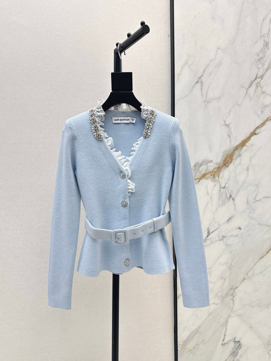 Sp NEW Lace-trimmed knit coat