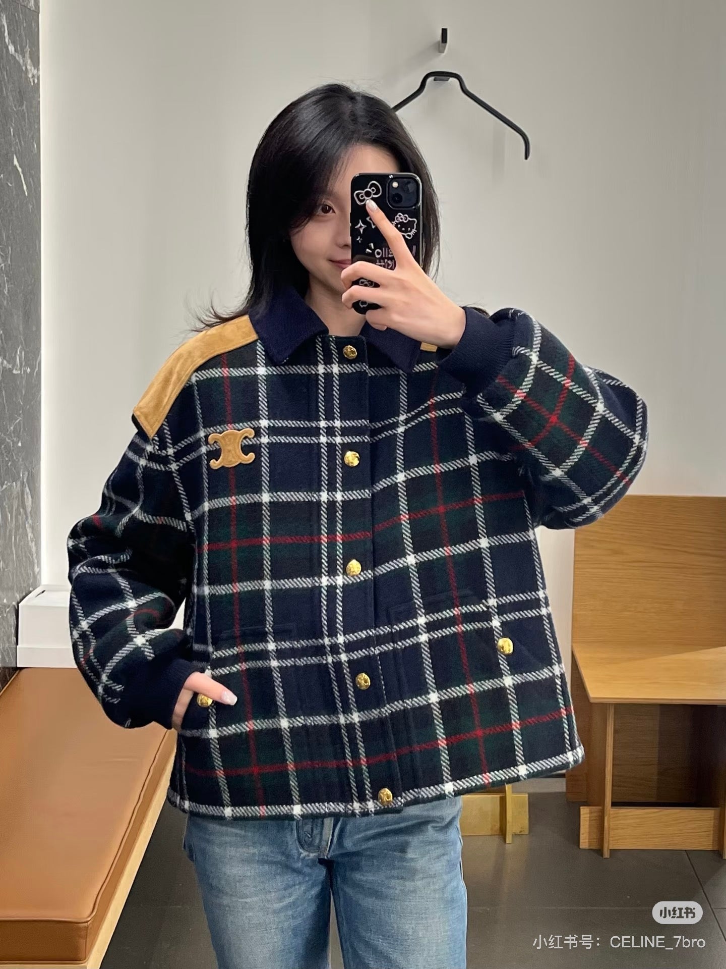 Ce1i NEW plaid cotton coat