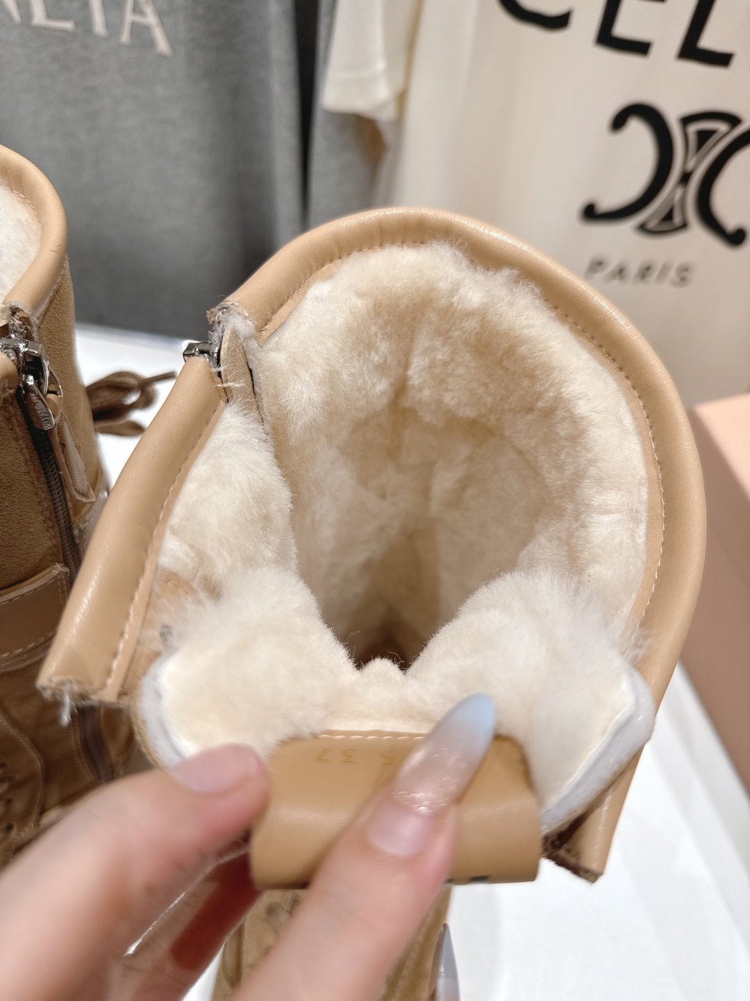 Miu fleece-lined lace-up boots