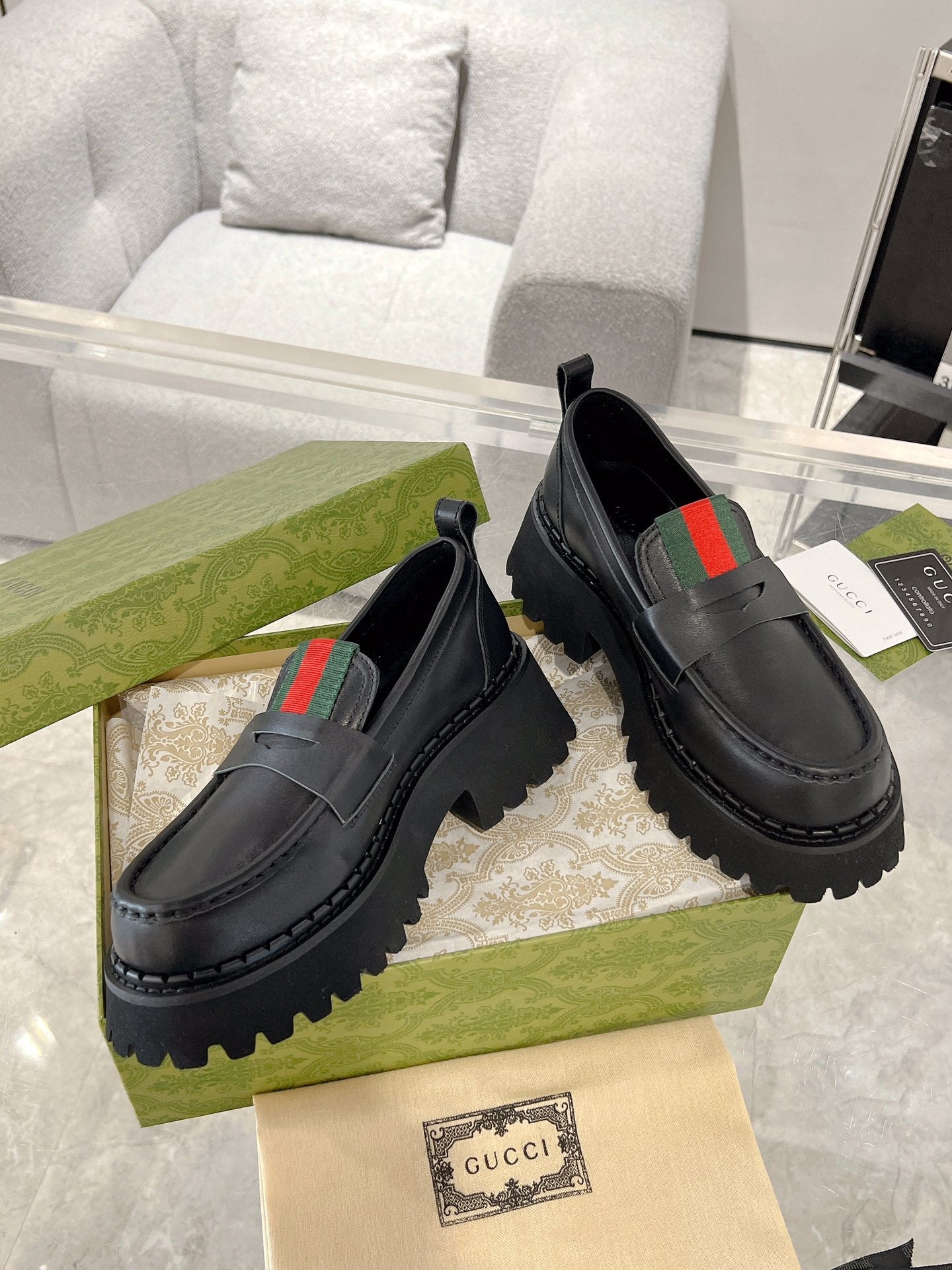 Gucc 25fw platform loafer shoes
