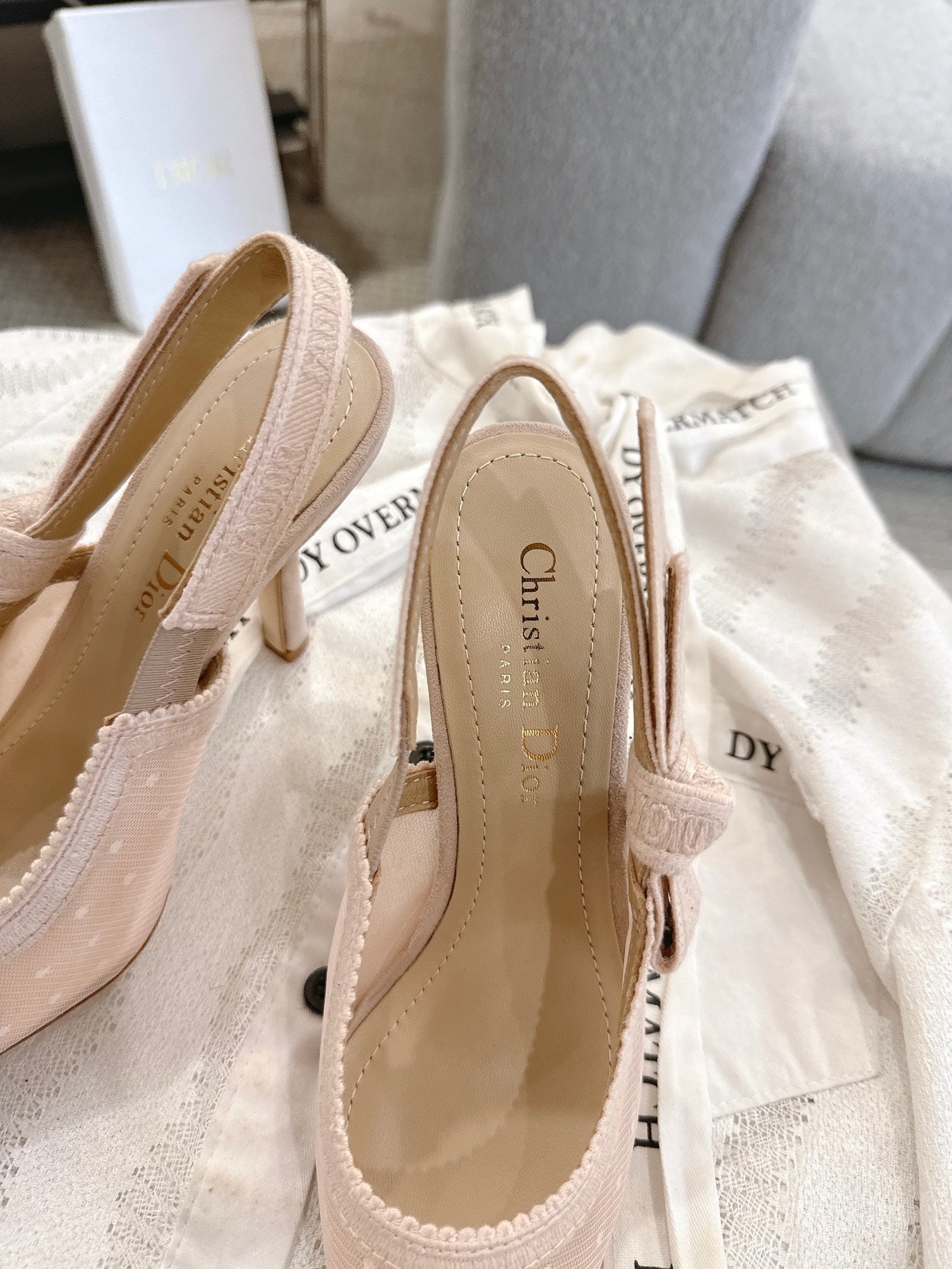 CD 25fw mesh slingback heels