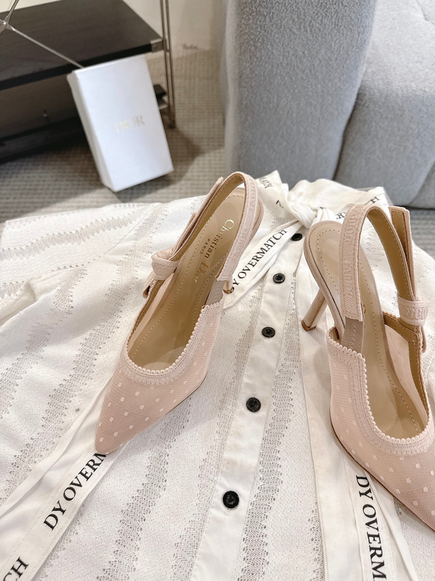 CD 25fw mesh slingback heels