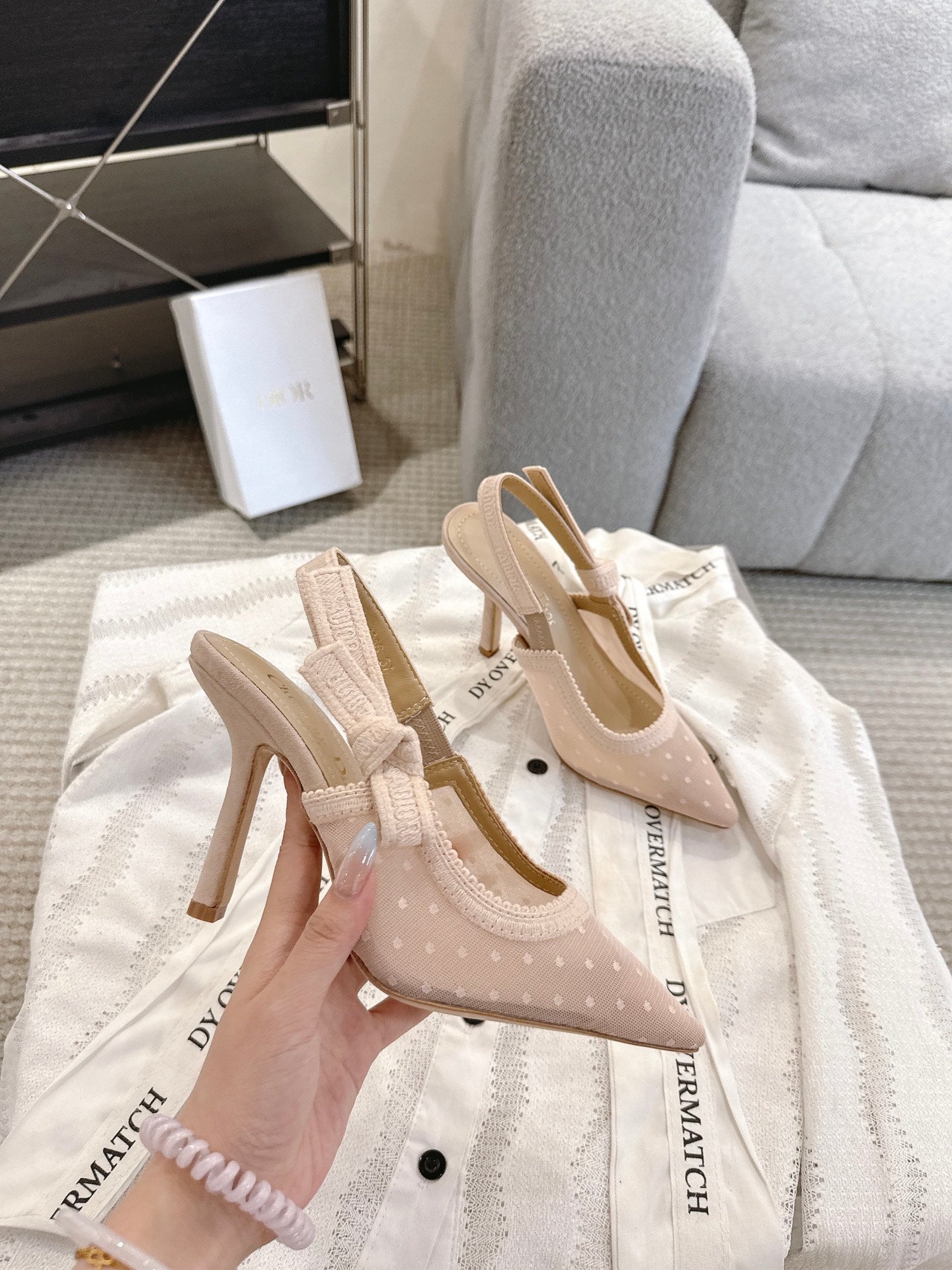 CD 25fw mesh slingback heels
