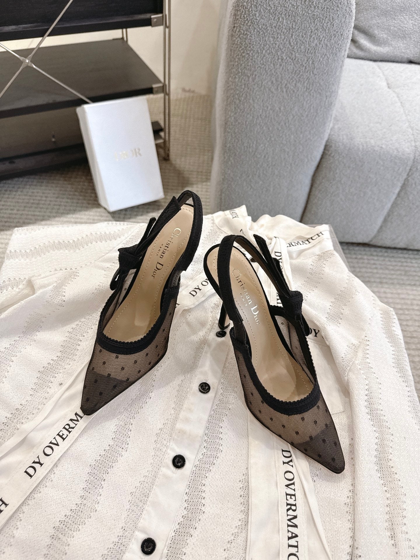 CD 25fw mesh slingback heels