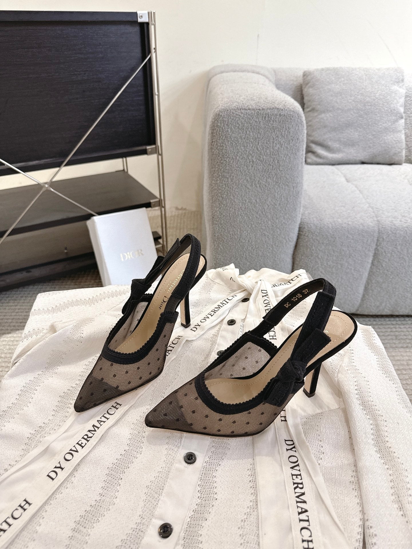 CD 25fw mesh slingback heels