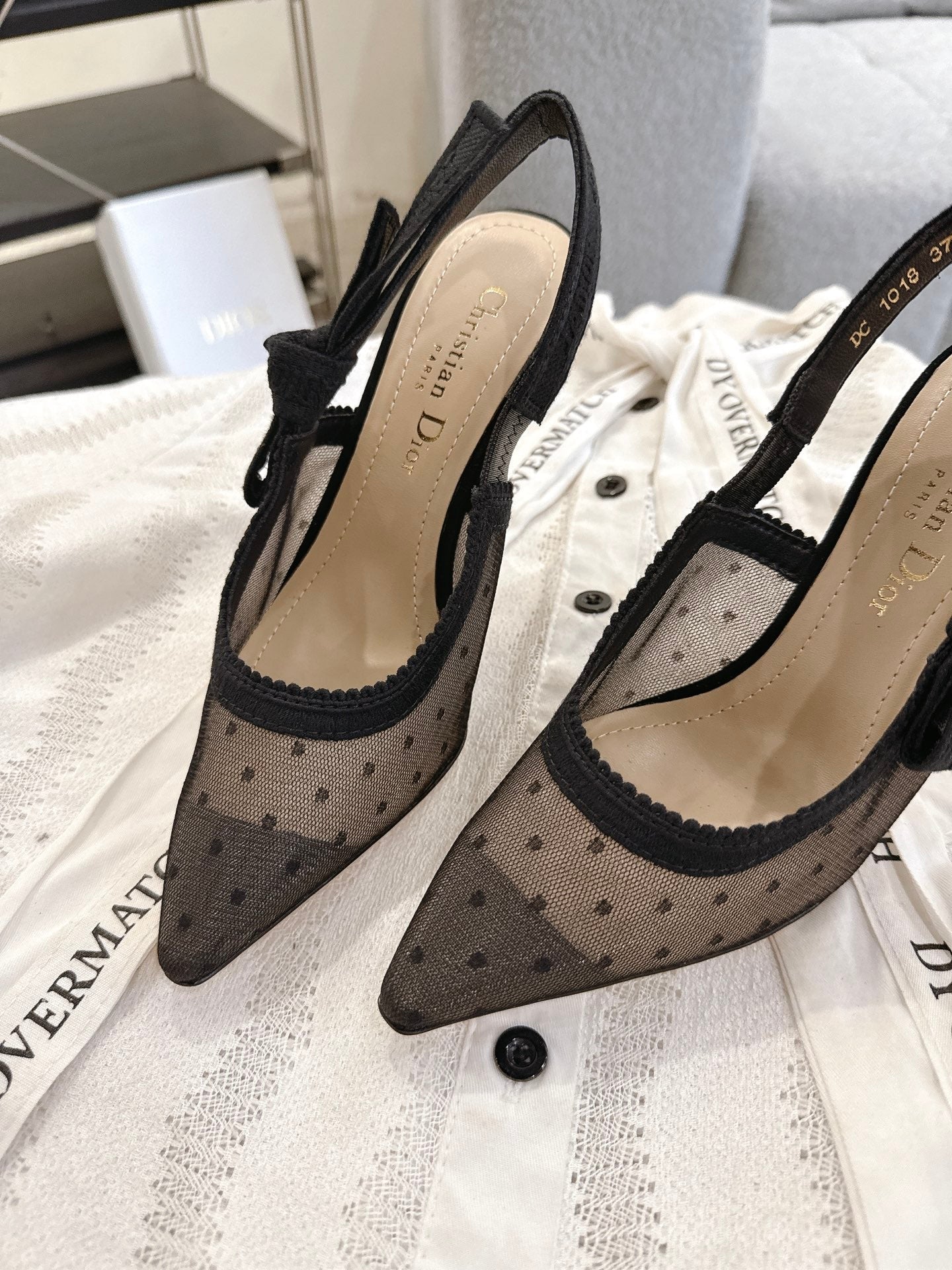 CD 25fw mesh slingback heels