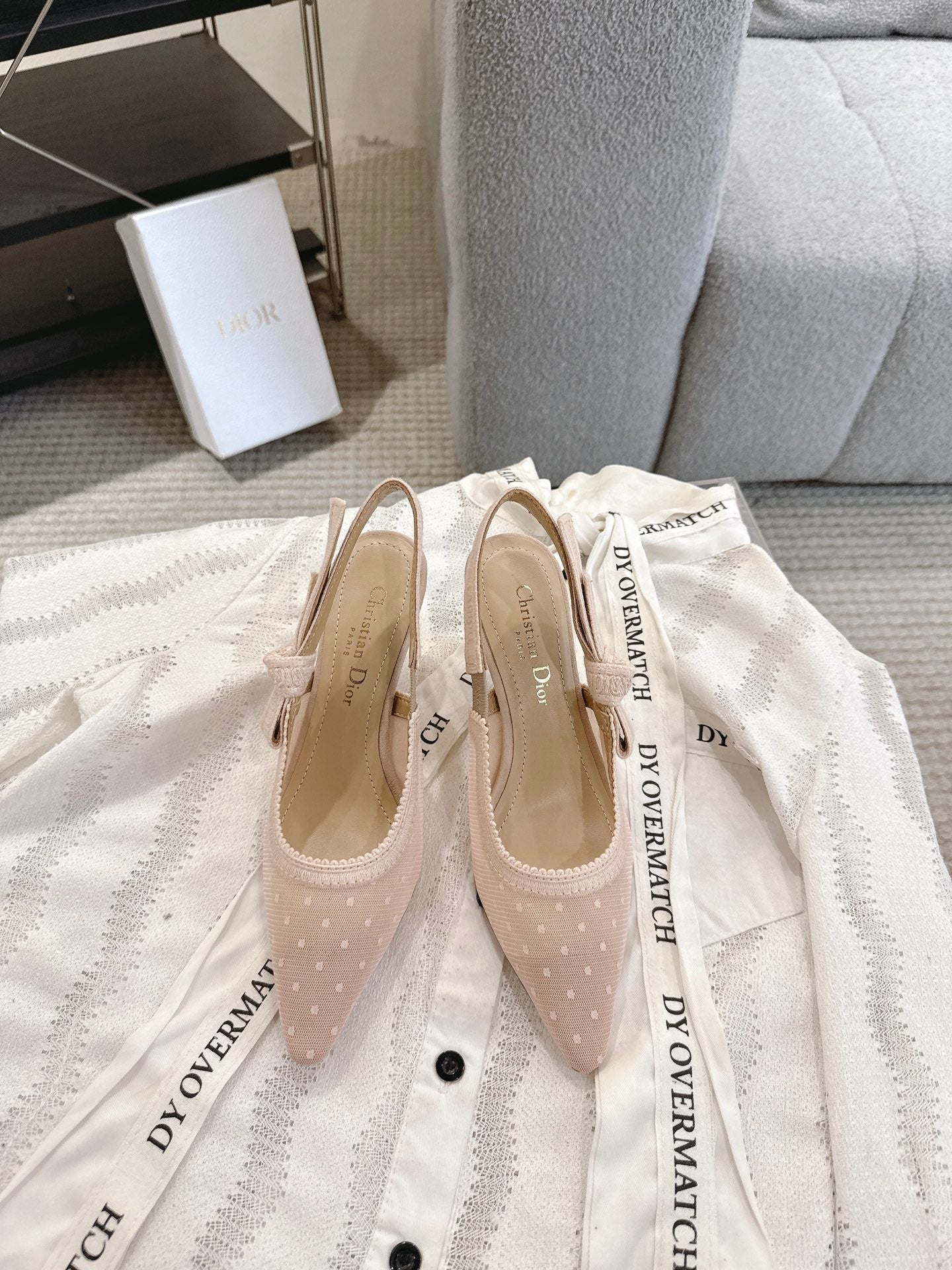 CD 25fw mesh kitten slingback heels