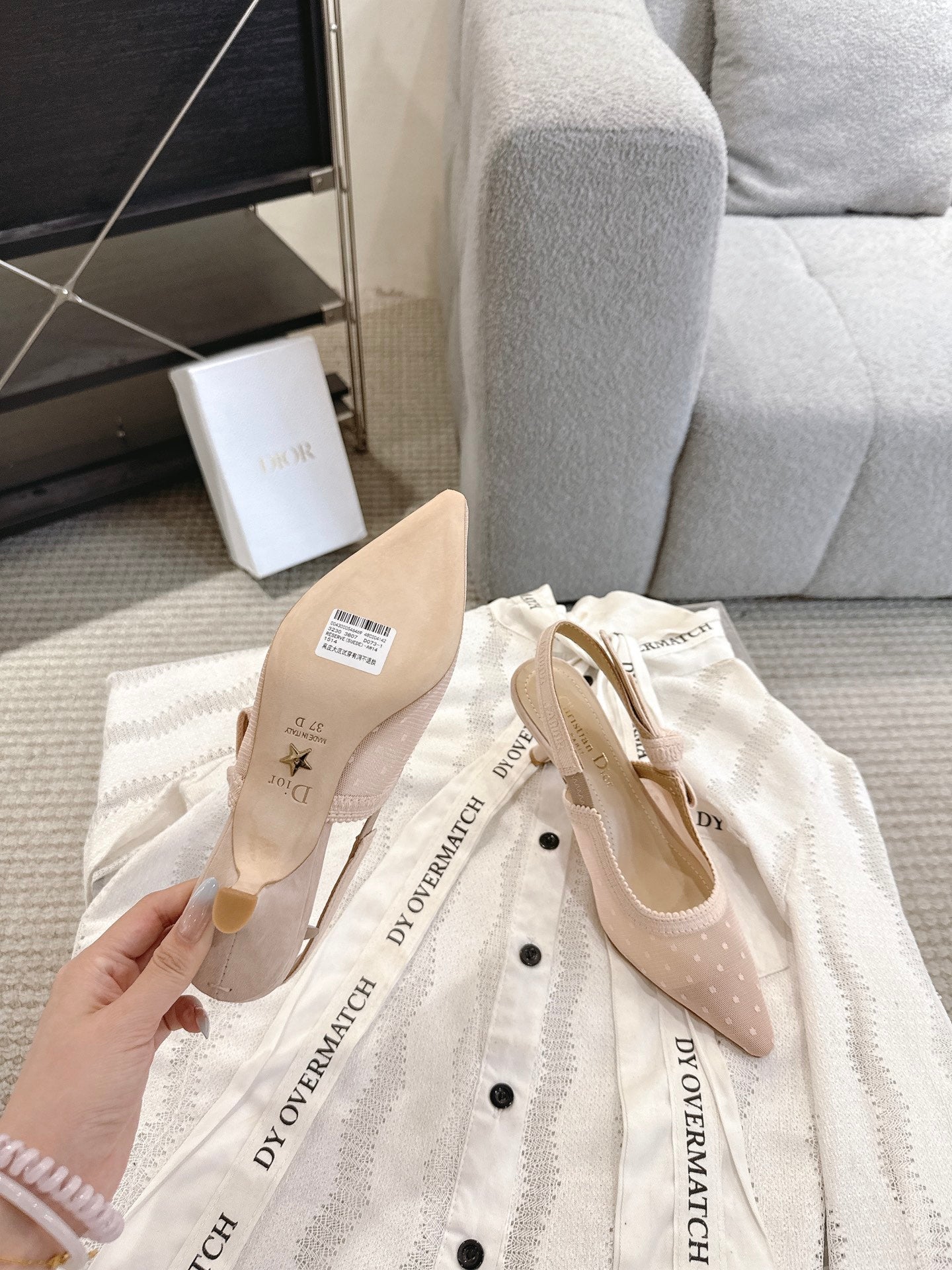 CD 25fw mesh kitten slingback heels