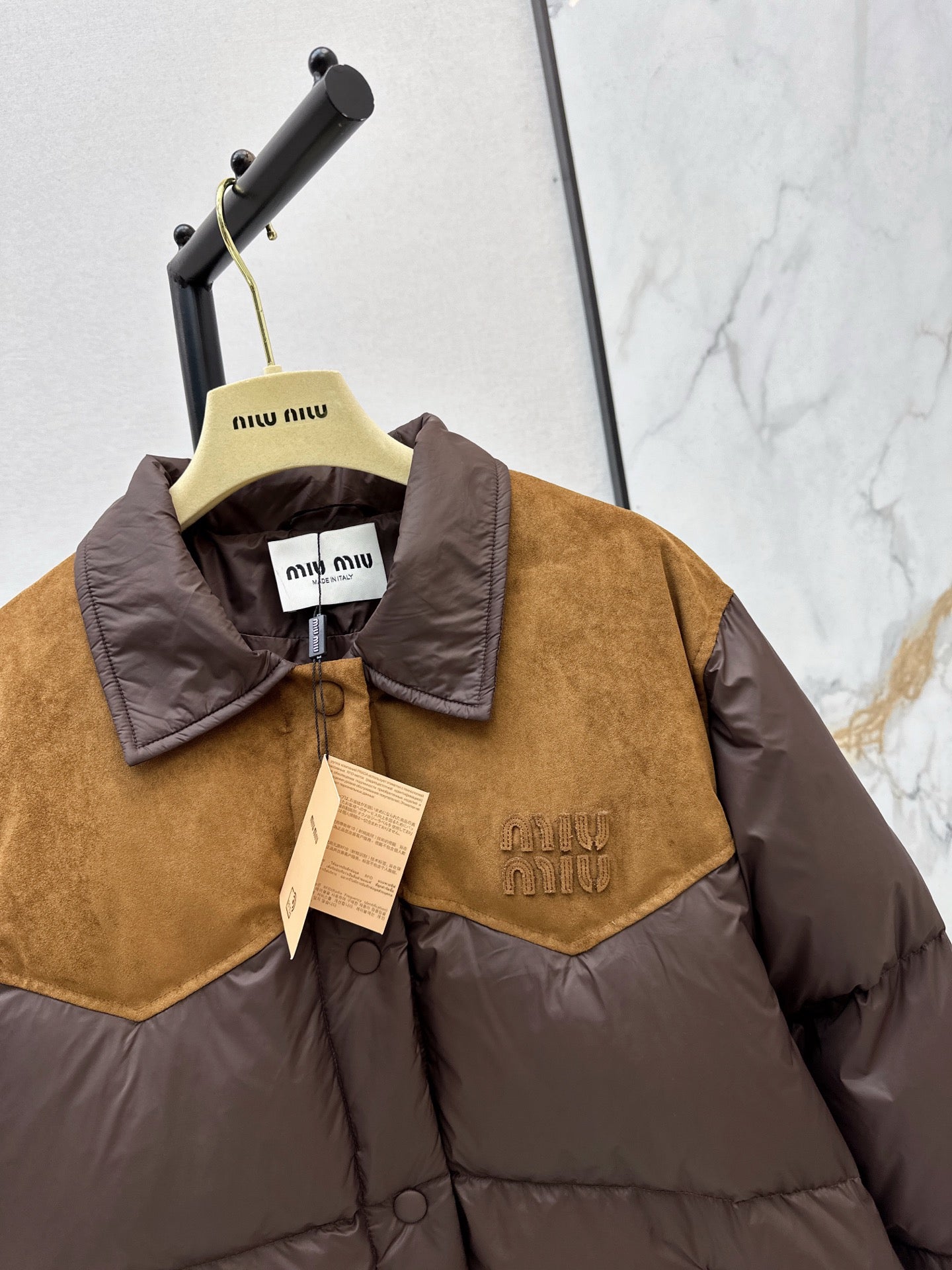 Miu NEW Suede Fleece Down Jacket