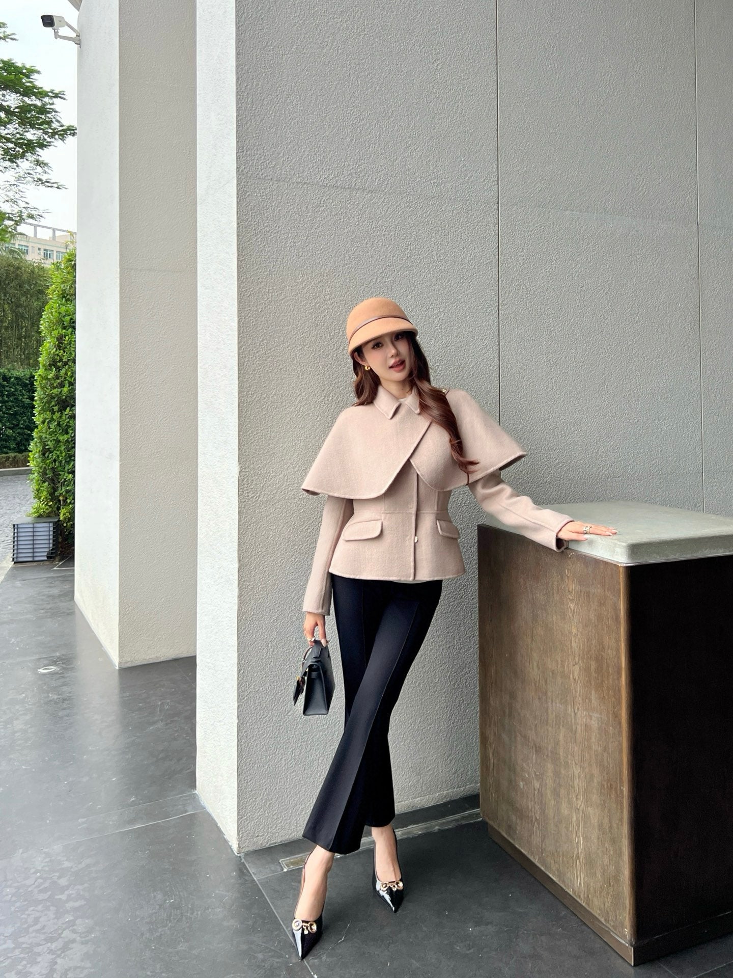 Loro NEW Double-faced wool cape coat