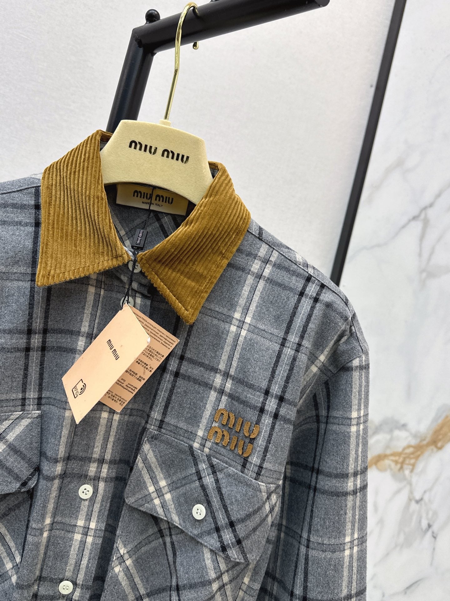 Miu NEW plaid shirt dress