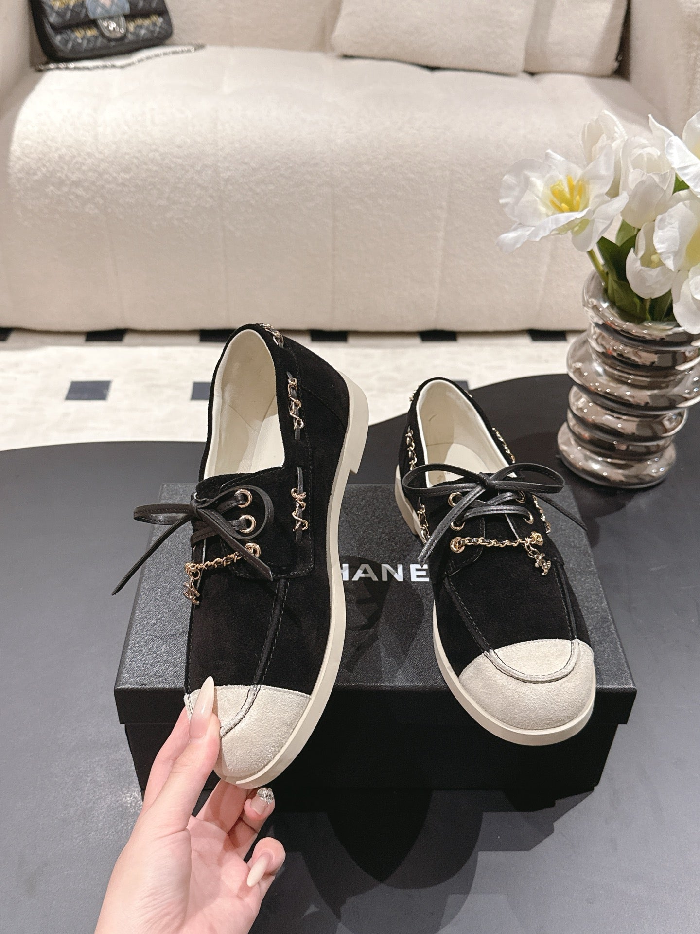 Chan 25fw suede loafers shoes