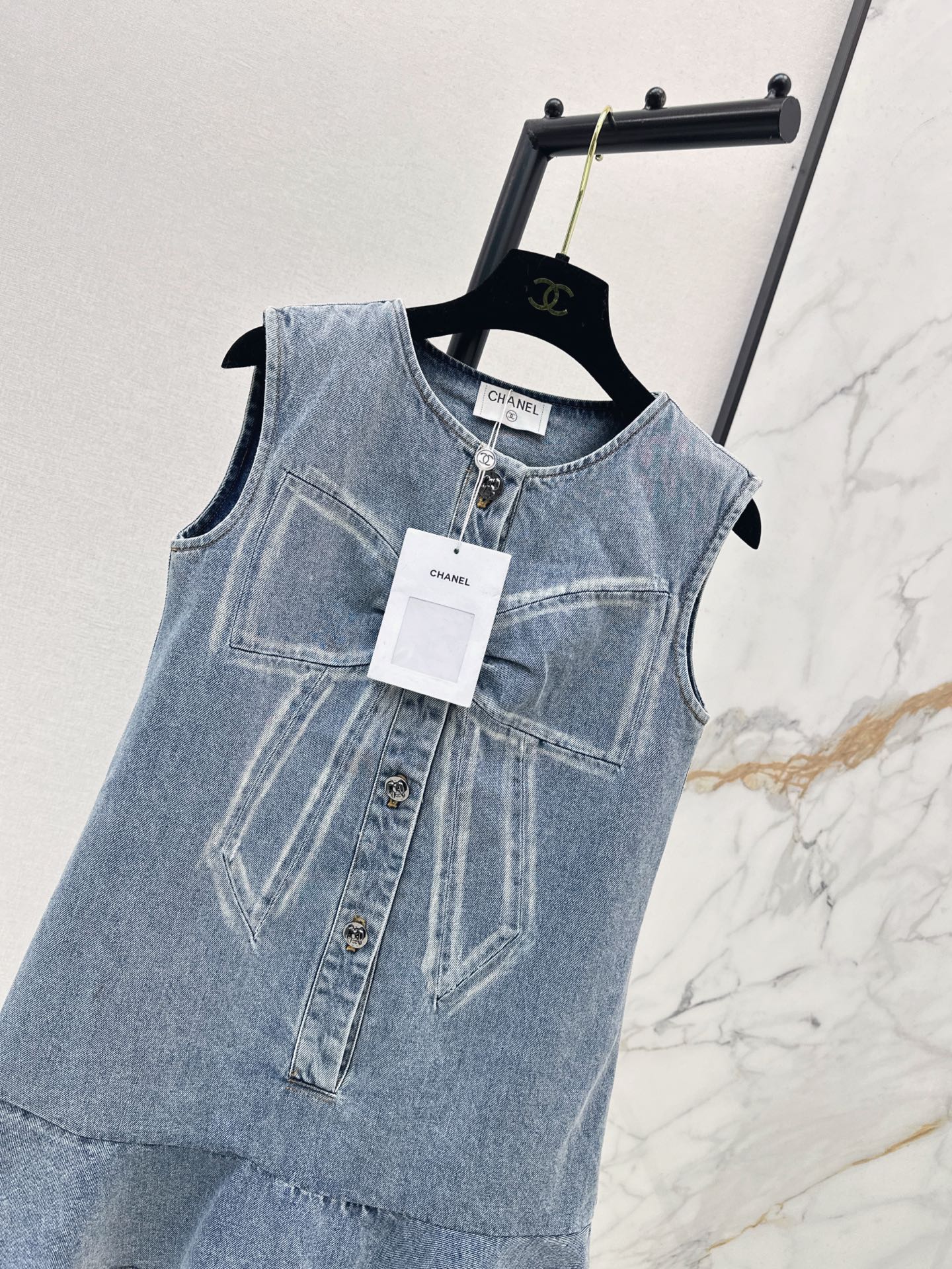 Chan NEW Bow-tie denim dress