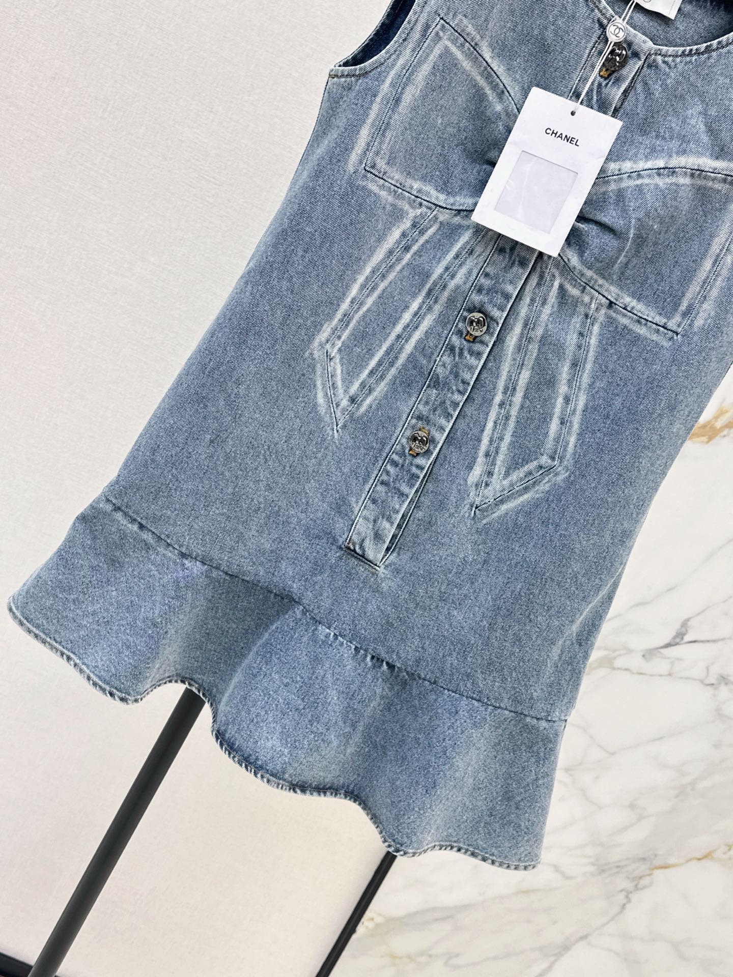 Chan NEW Bow-tie denim dress