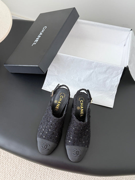 Chan 25fw slingback chunky heels