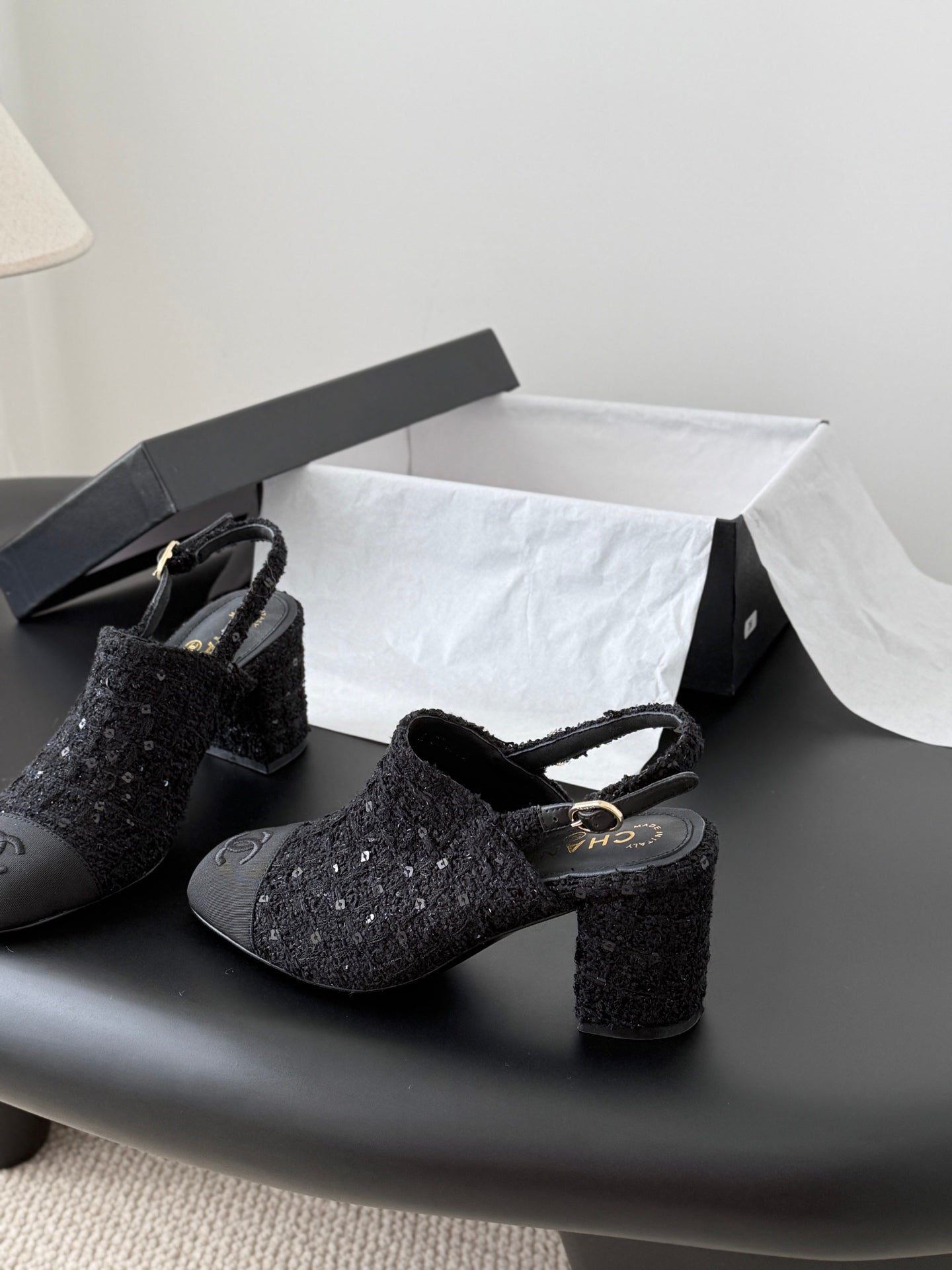 Chan 25fw slingback chunky heels