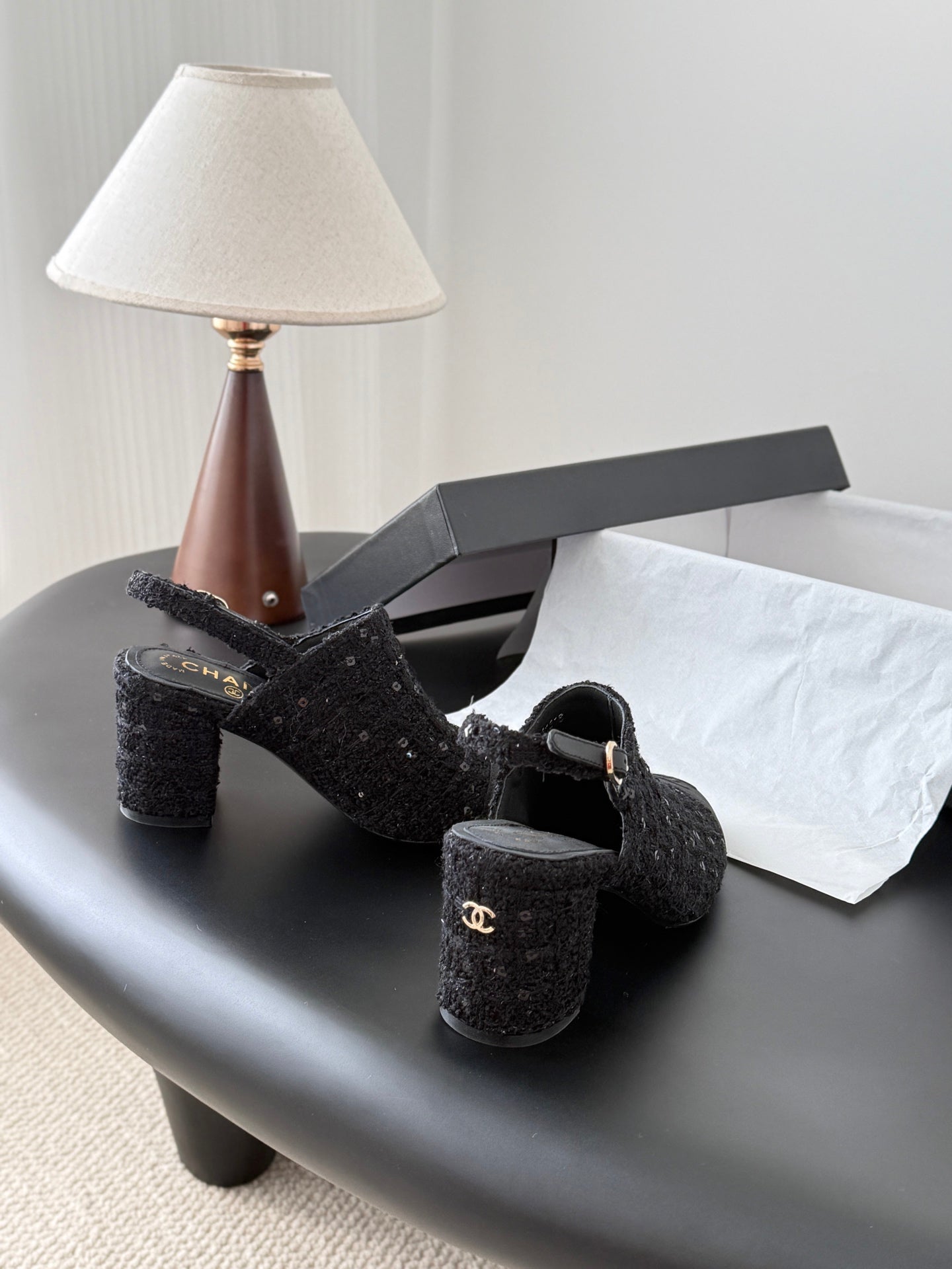 Chan 25fw slingback chunky heels