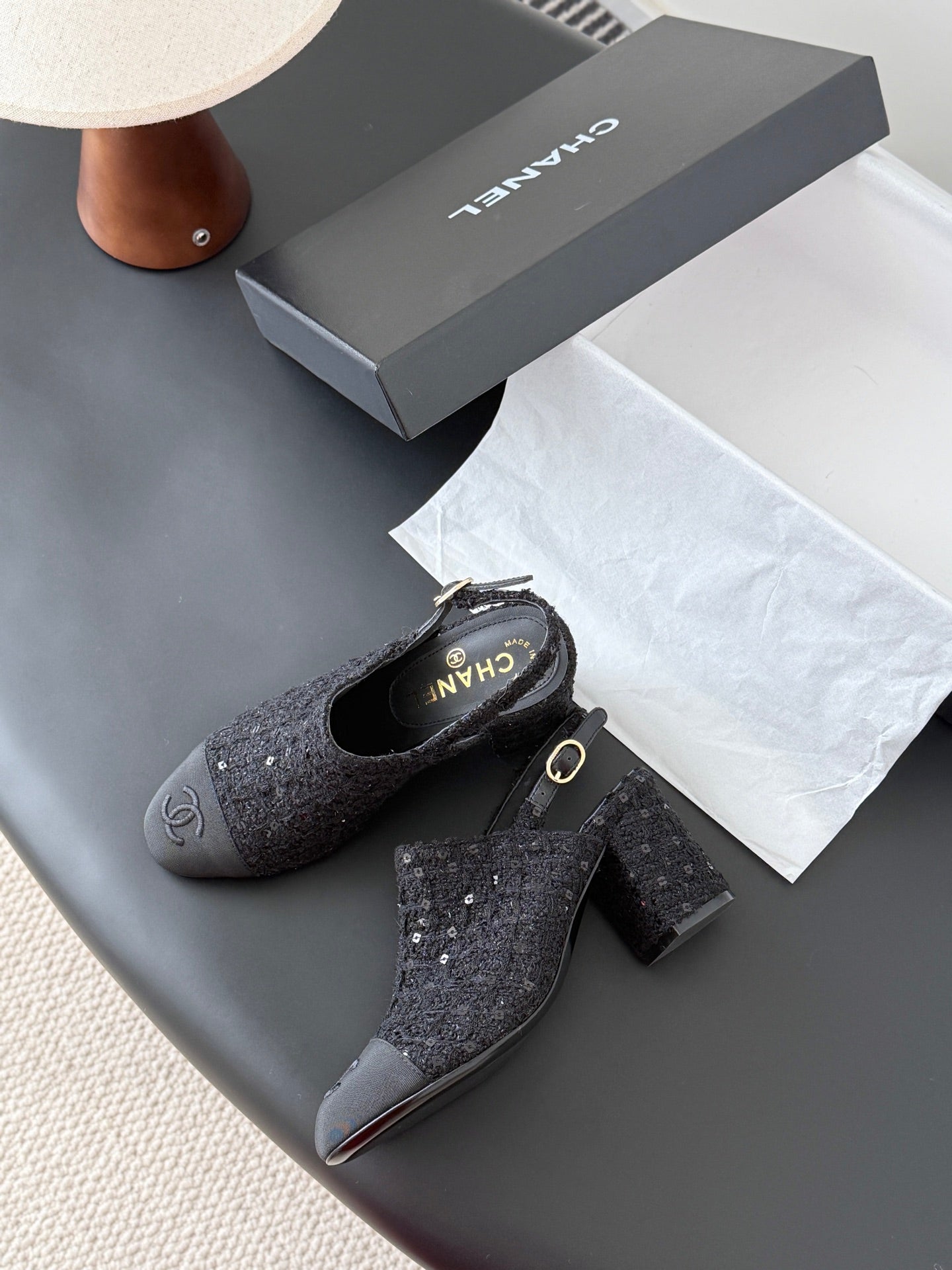 Chan 25fw slingback chunky heels