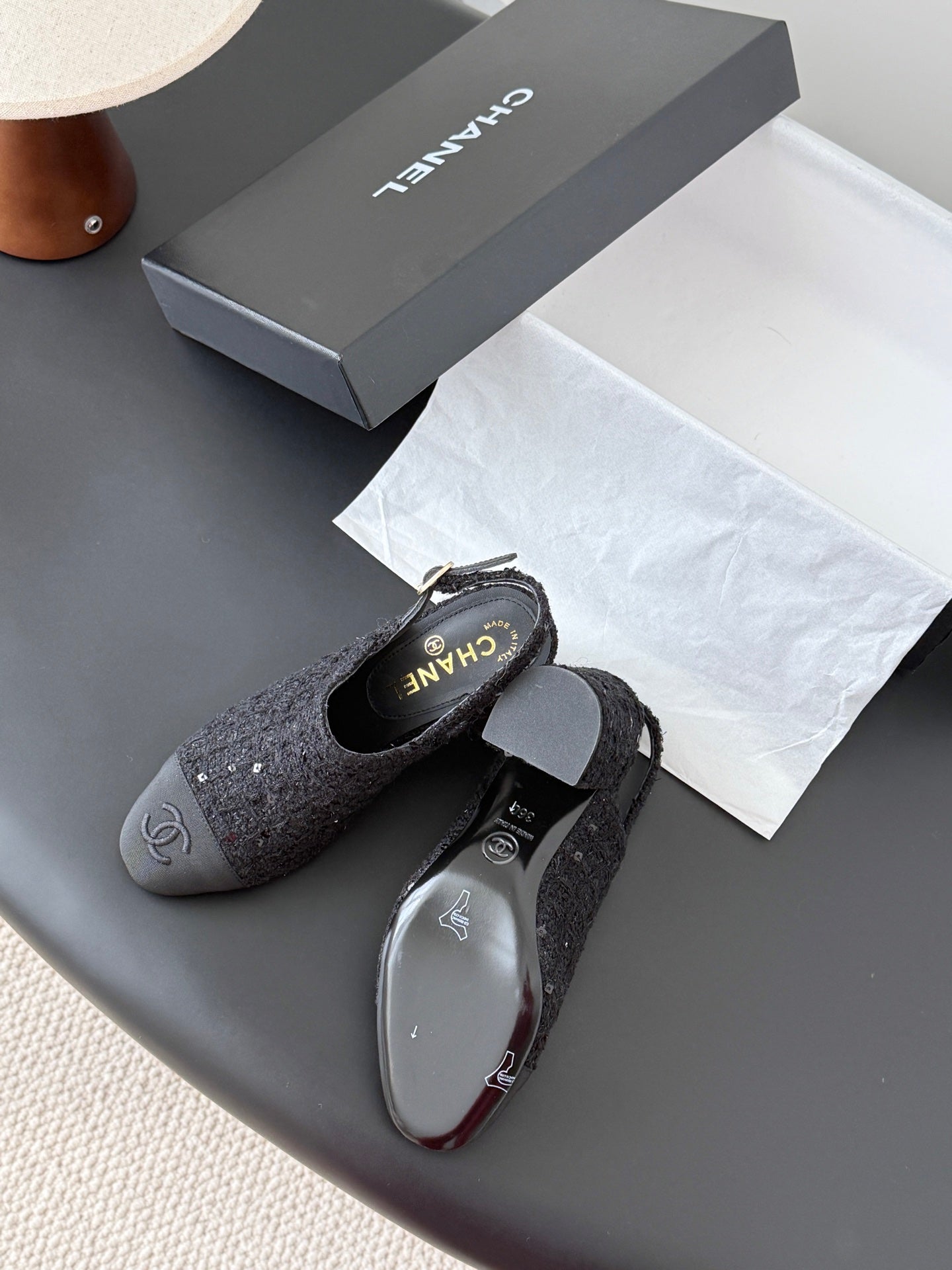 Chan 25fw slingback chunky heels