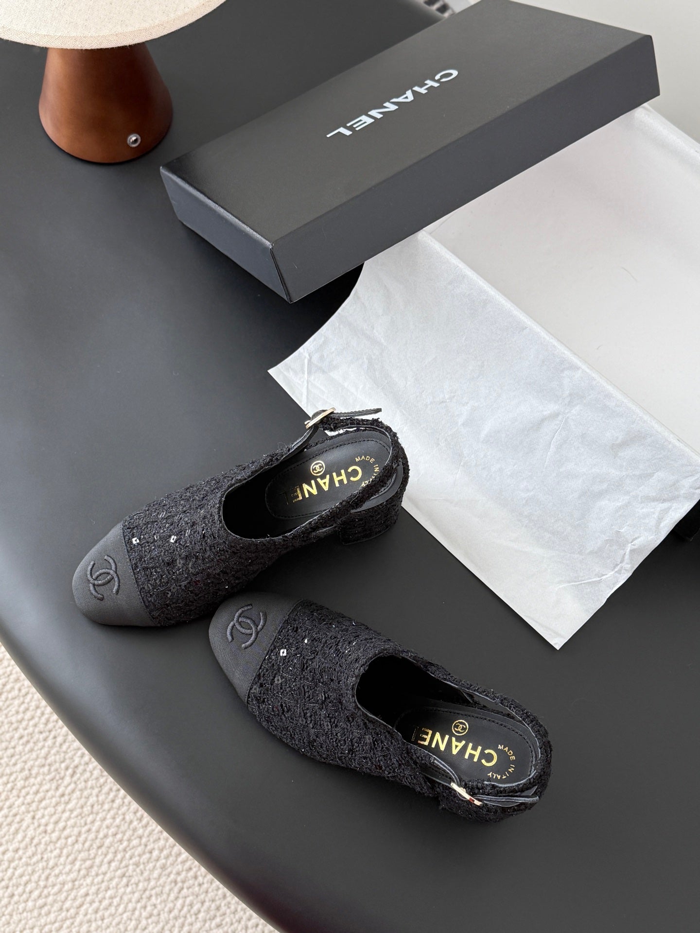 Chan 25fw slingback chunky heels