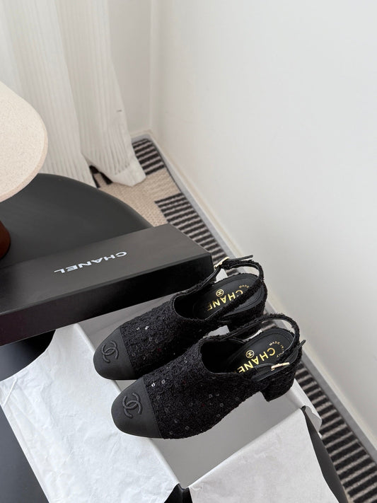 Chan 25fw slingback chunky heels