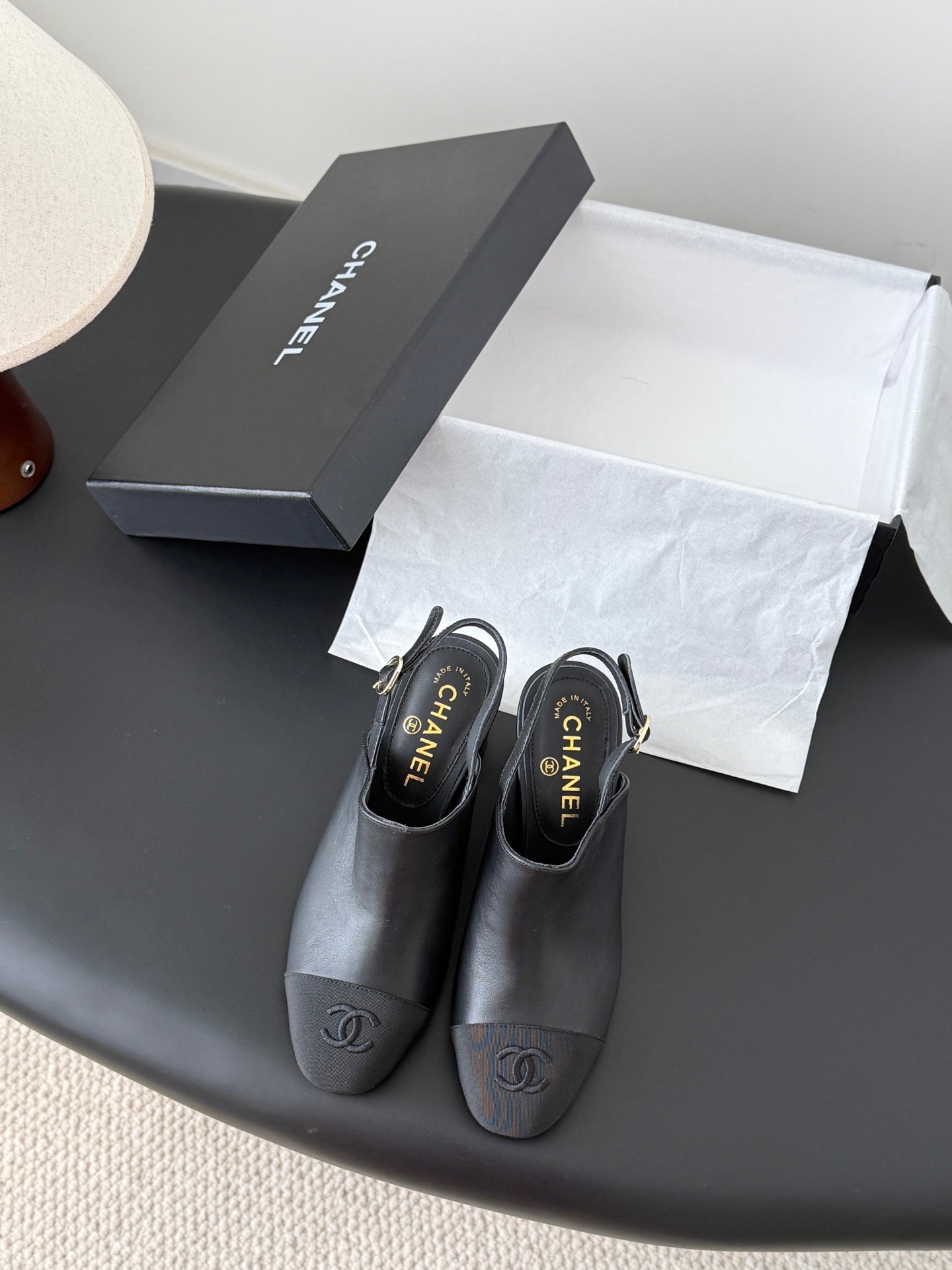 Chan 25fw slingback chunky heels