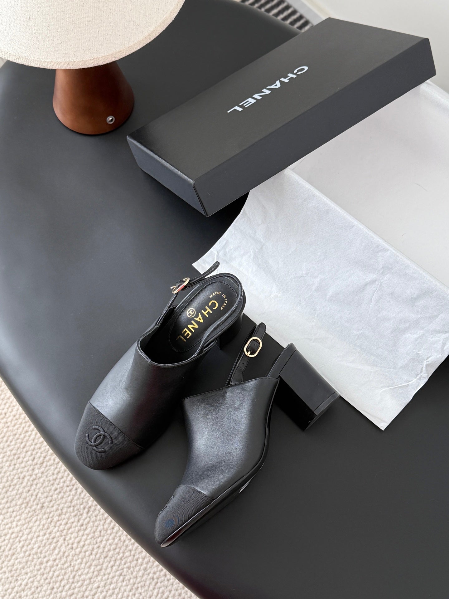 Chan 25fw slingback chunky heels