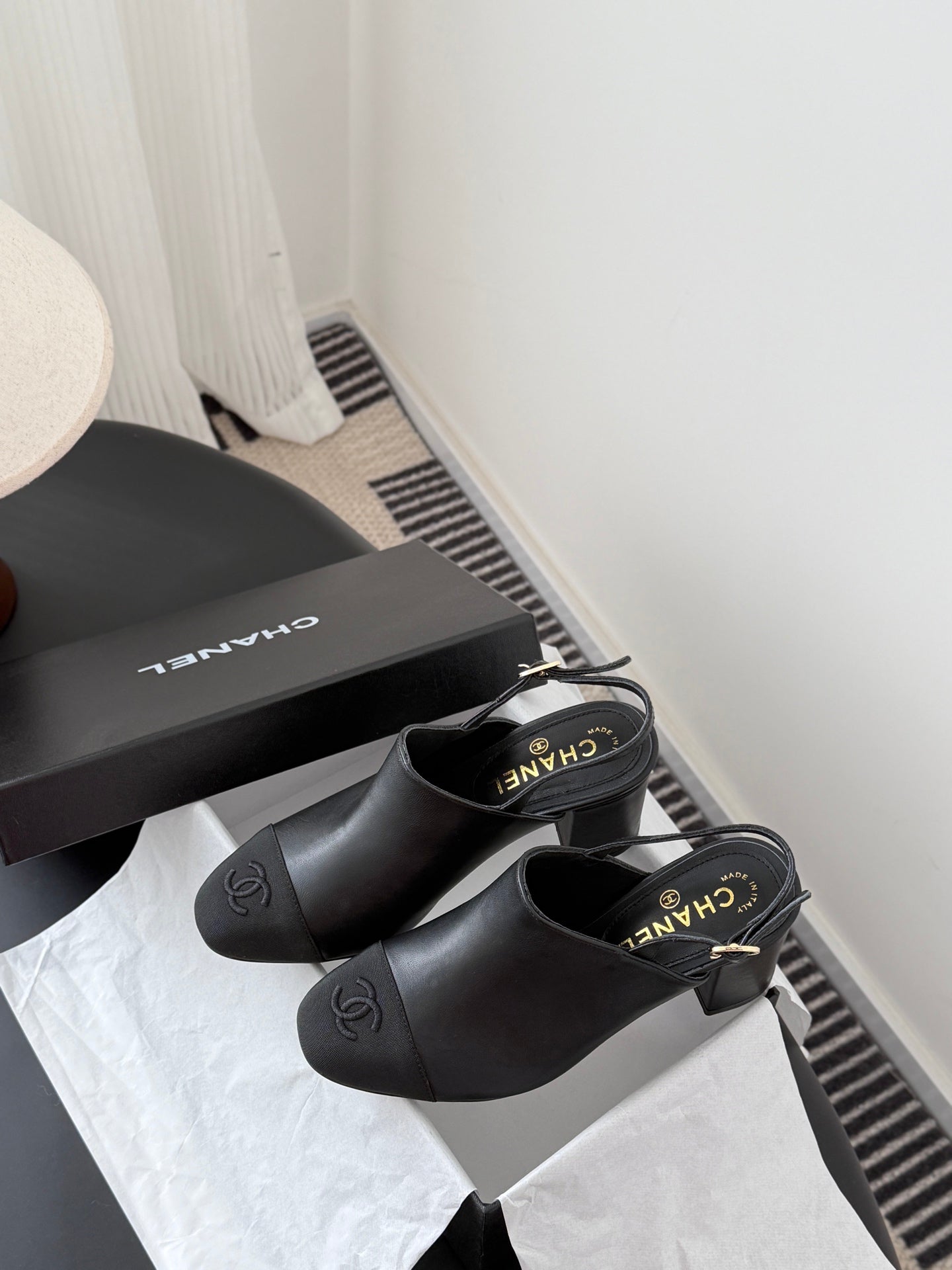 Chan 25fw slingback chunky heels